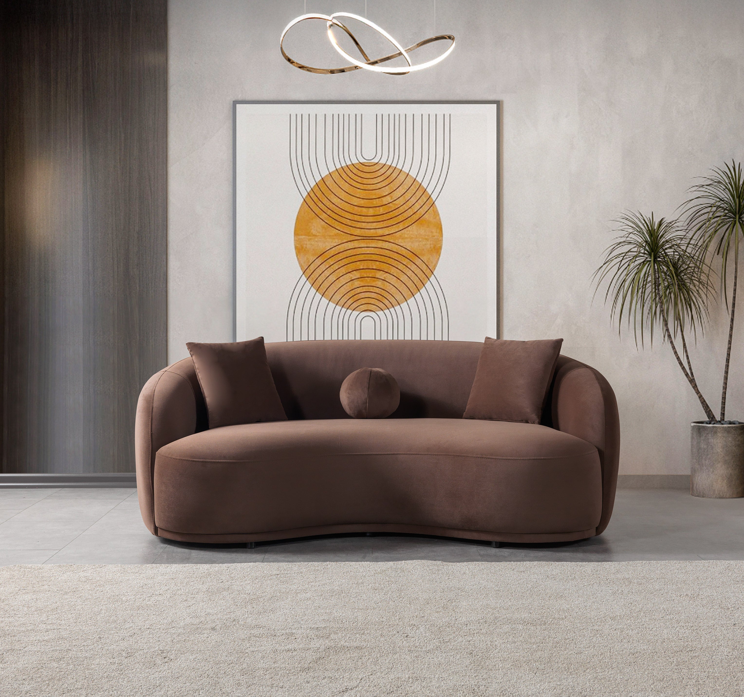 Bonita Coffee Velvet Sofa and Loveseat Set, view 5