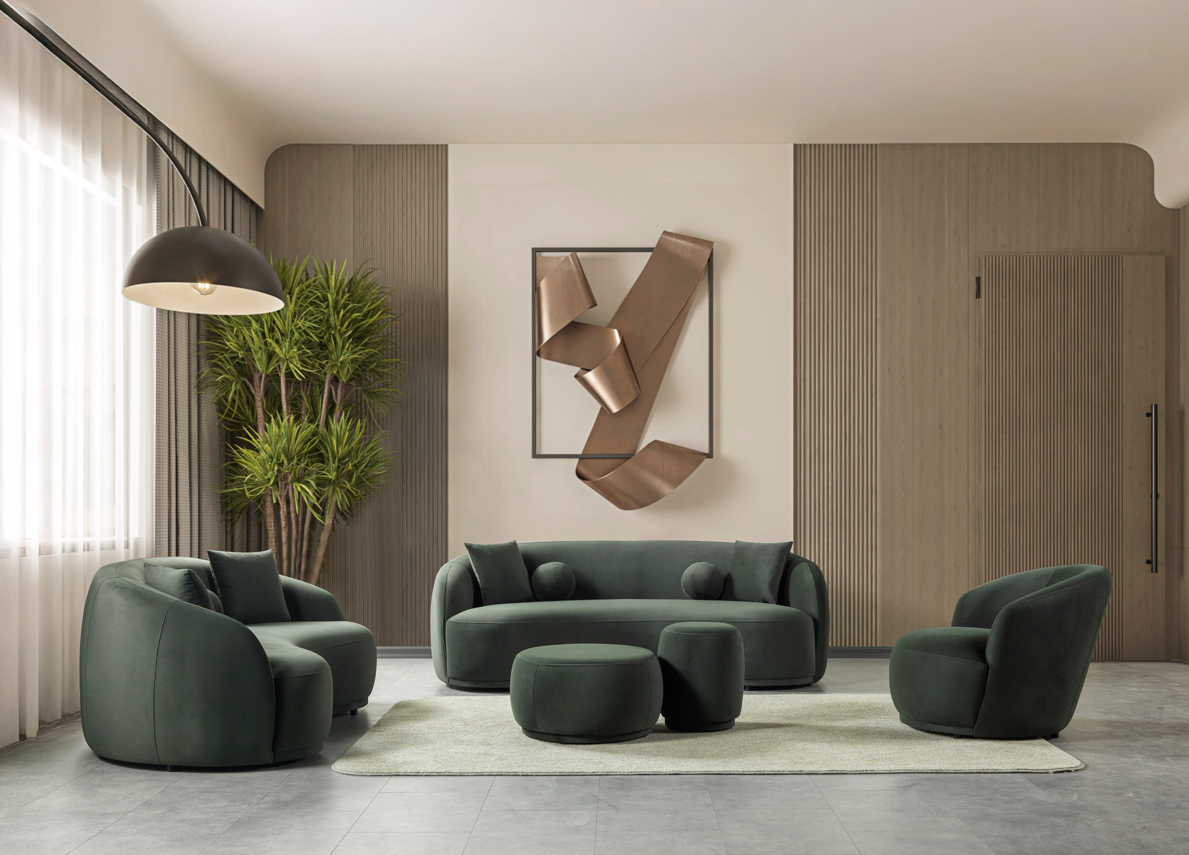 Bonita Green Velvet Loveseat, view 2