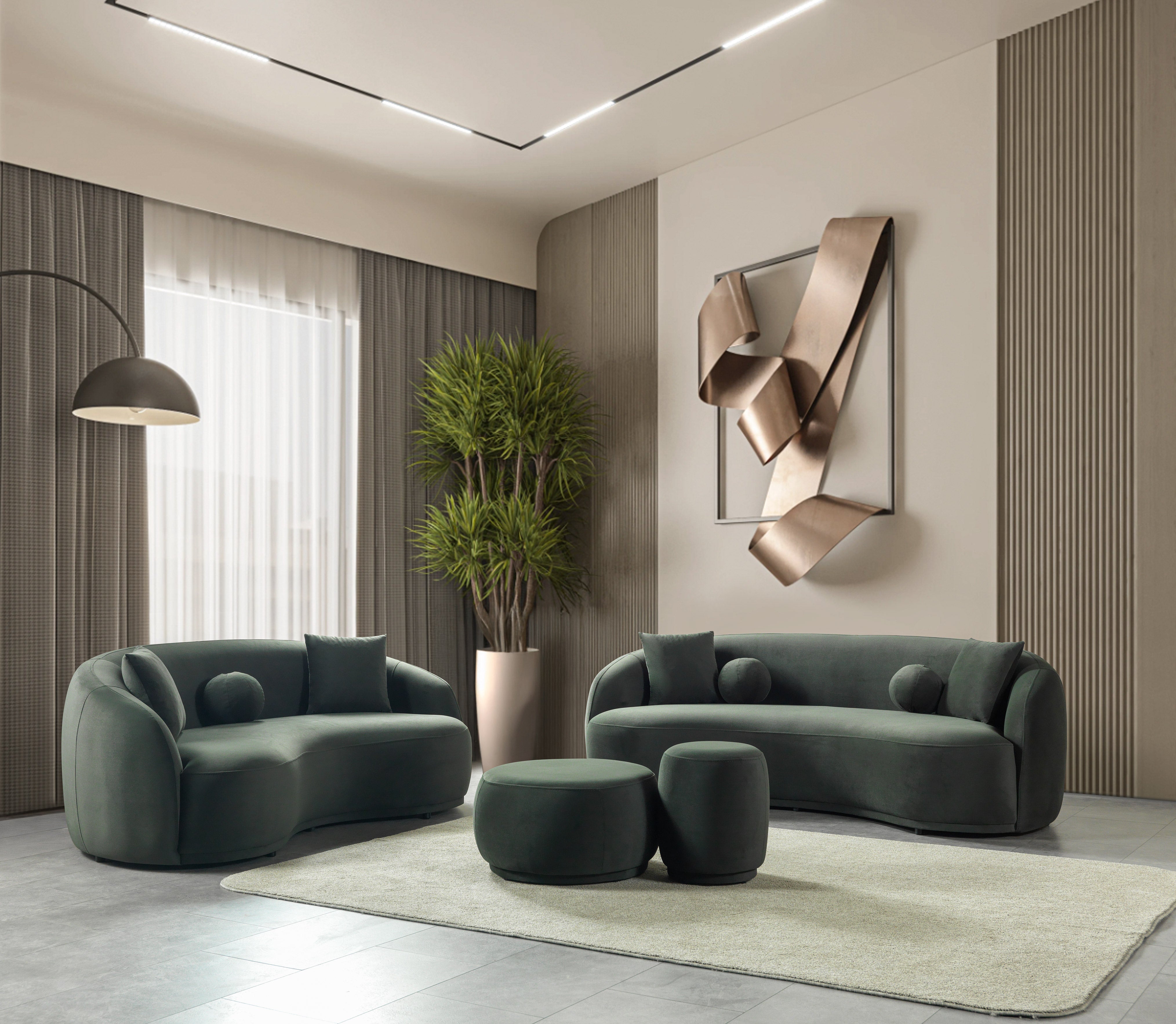 Bonita Green Velvet Loveseat, view 3
