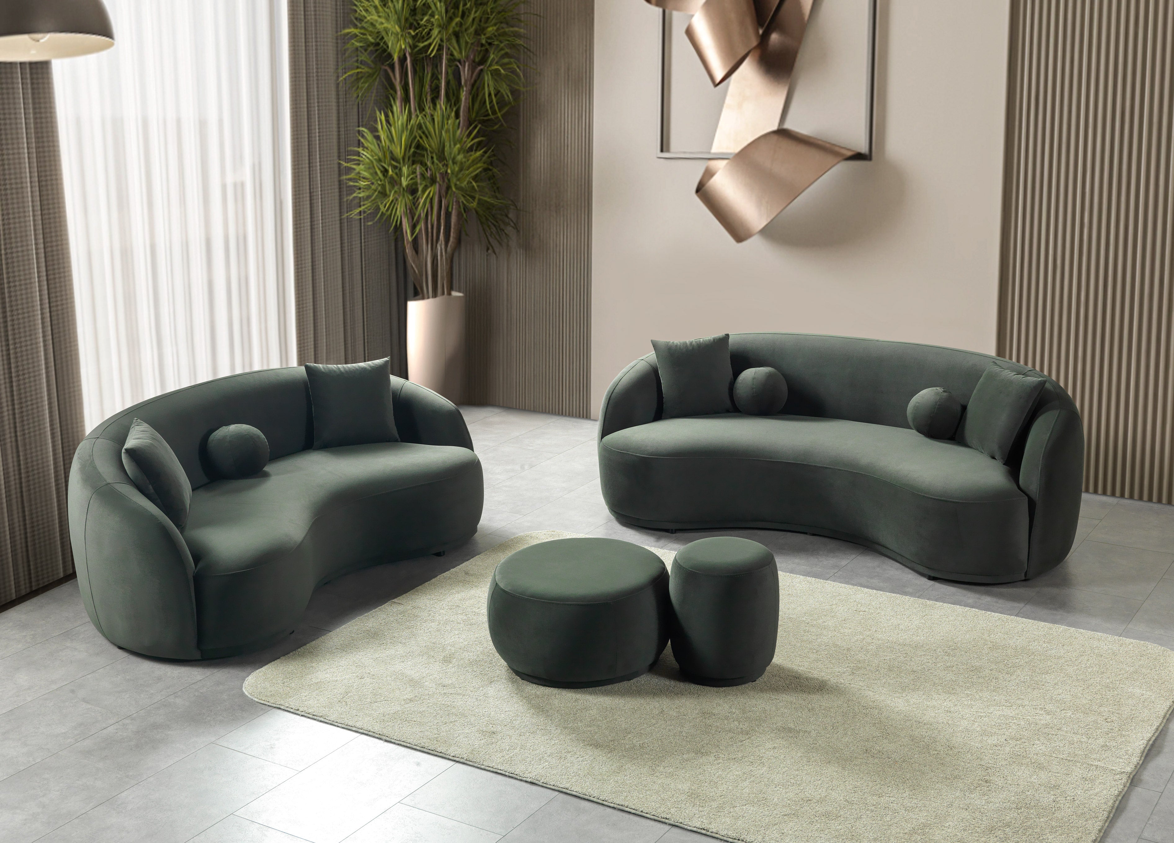 Bonita Green Velvet Loveseat, view 4