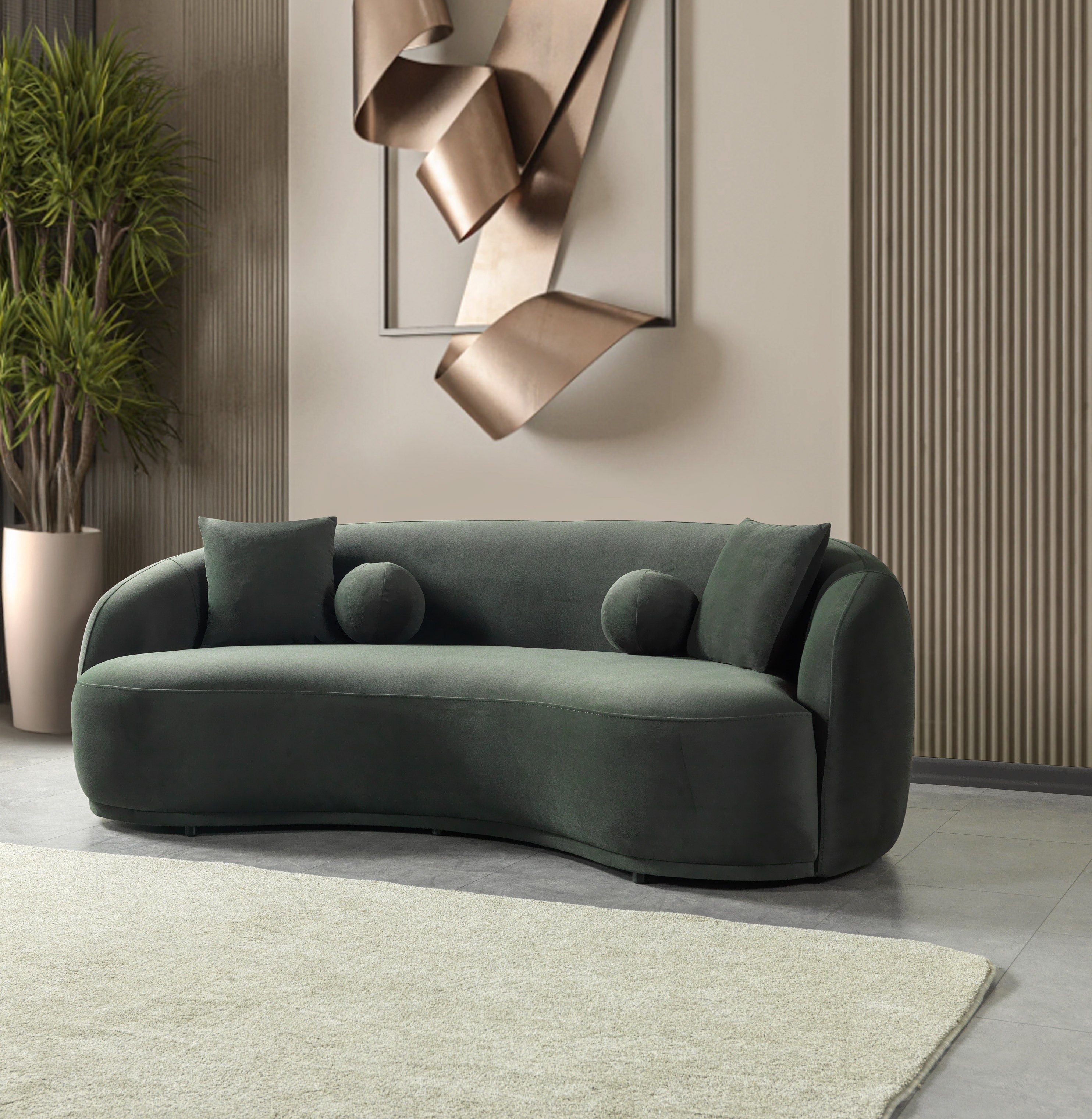 Bonita Green Velvet Sofa, view 2