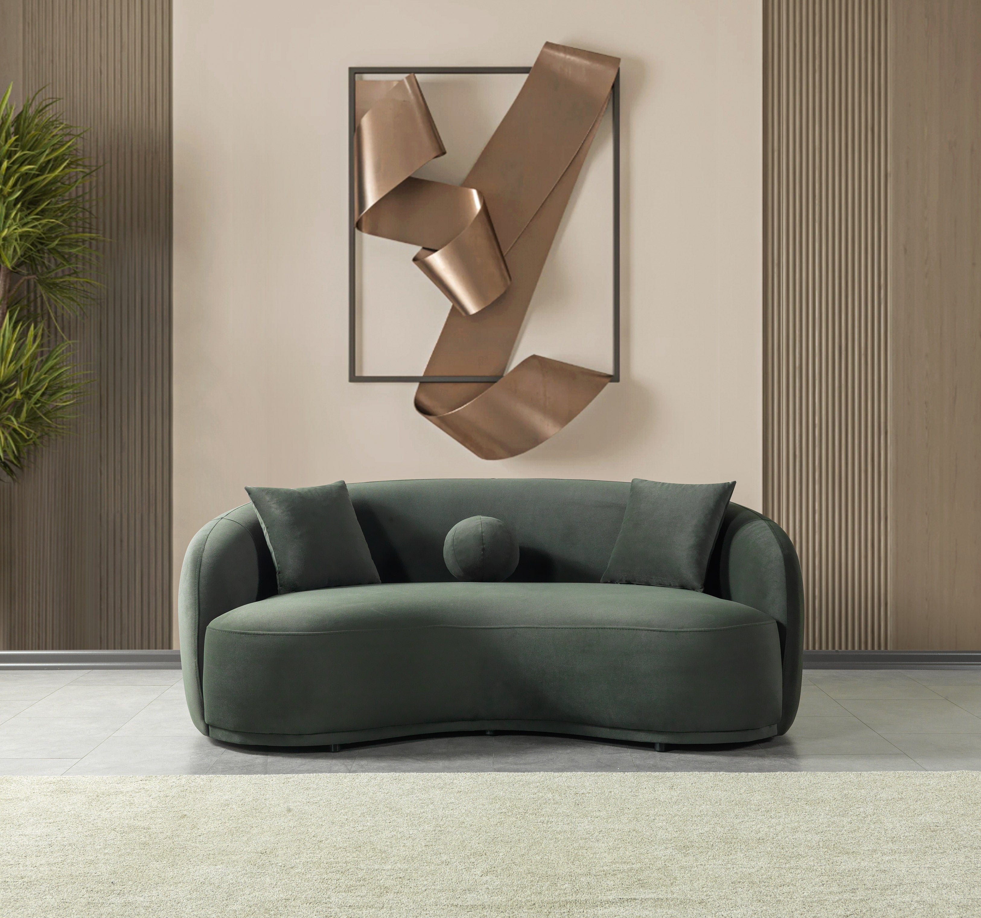 Bonita Green Velvet Sofa and Loveseat Set, view 5