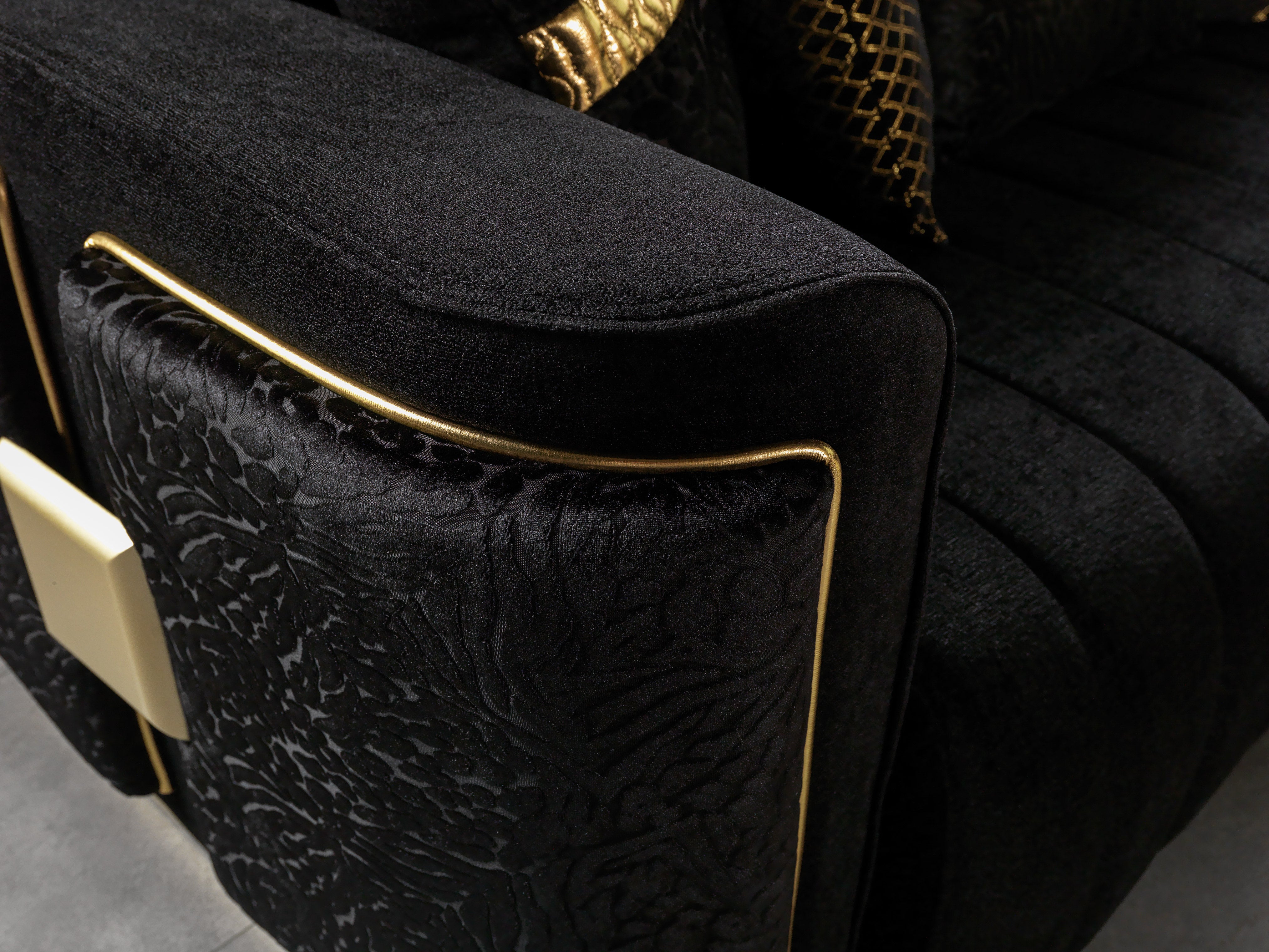 Carlina Black Velvet Sofa and Loveseat Set, view 8