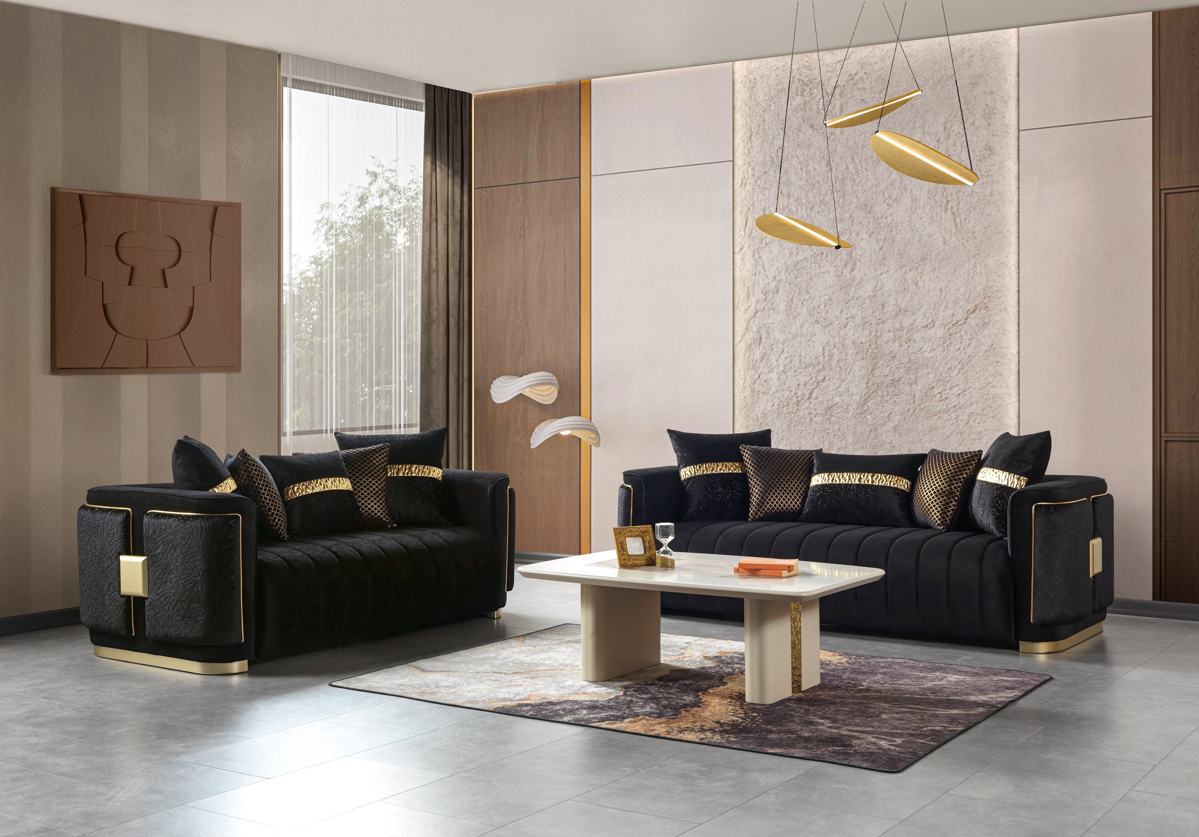 Carlina Black Velvet Loveseat, view 3
