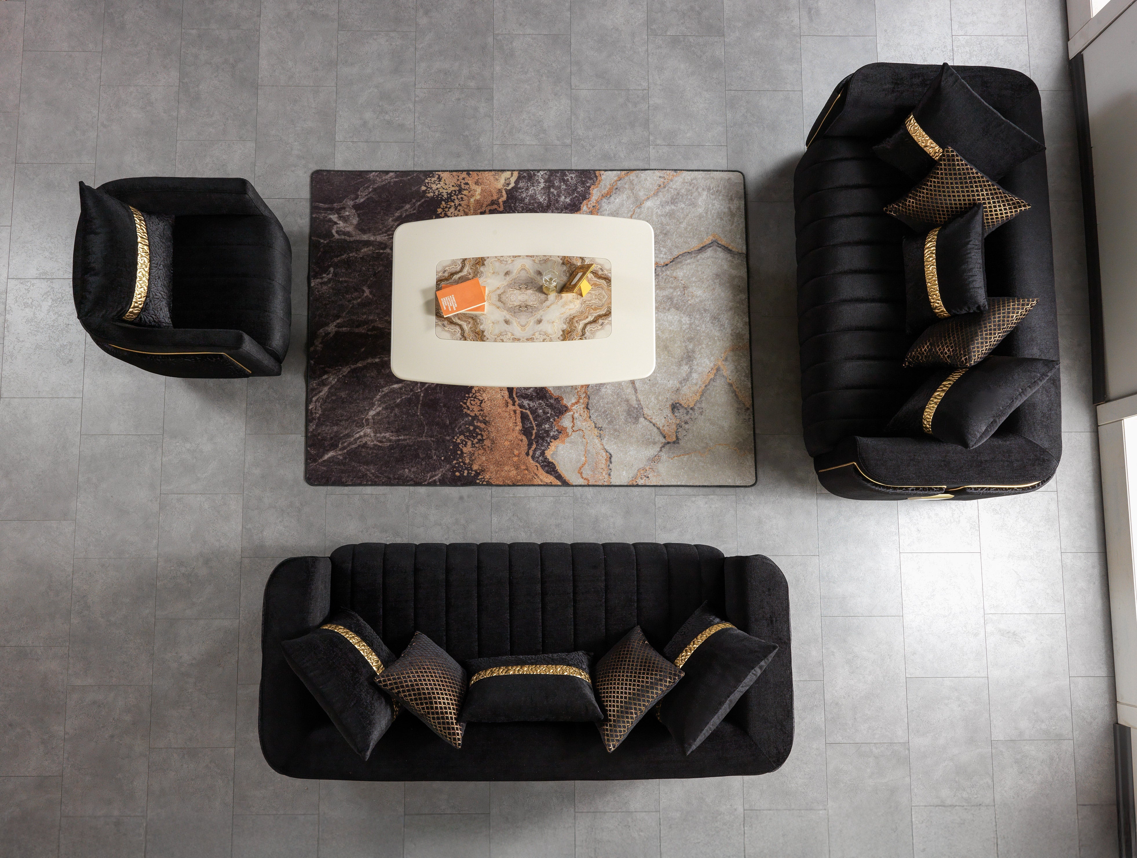 Carlina Black Velvet Loveseat, view 4