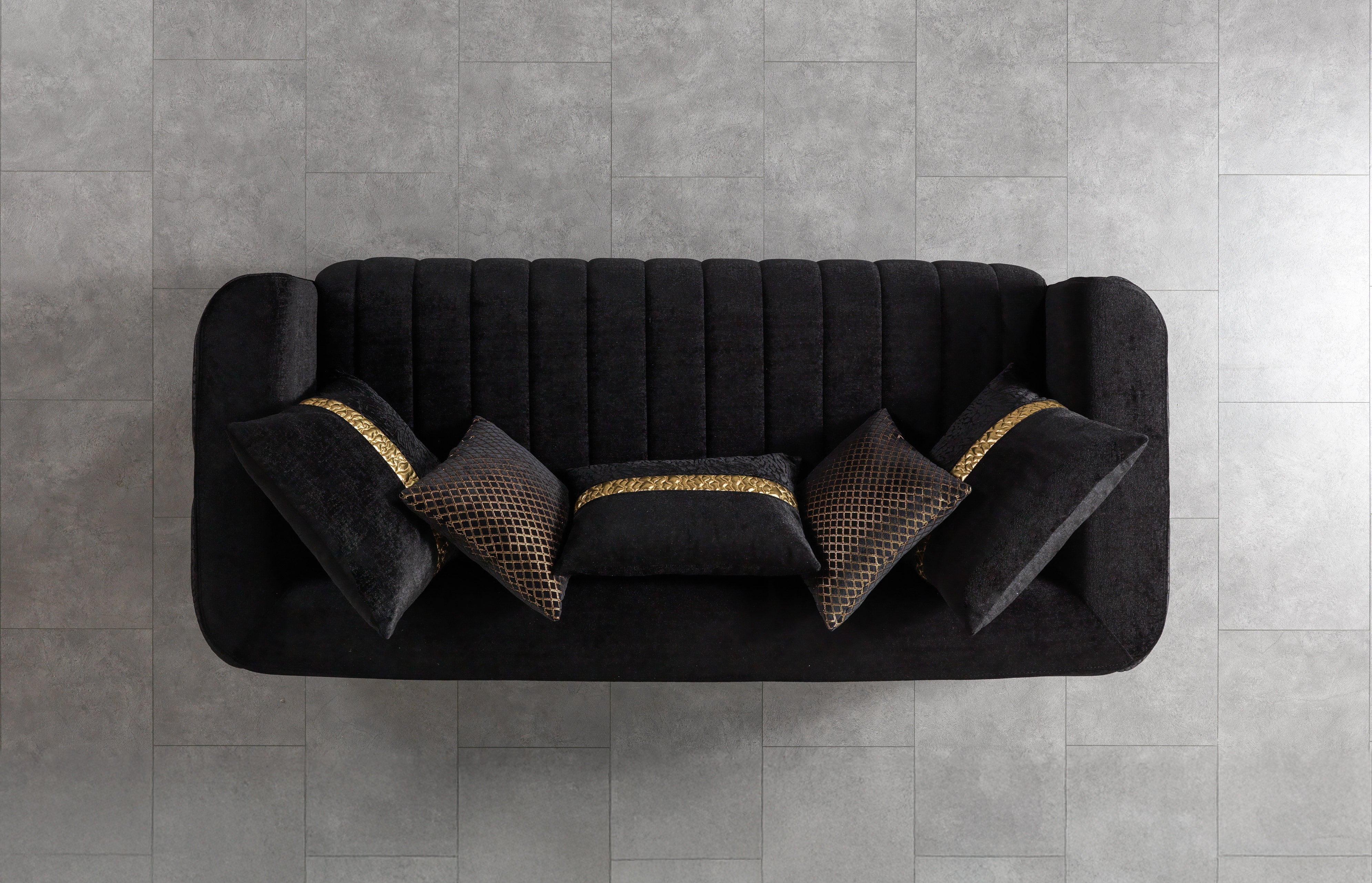 Carlina Black Velvet Sofa, view 5