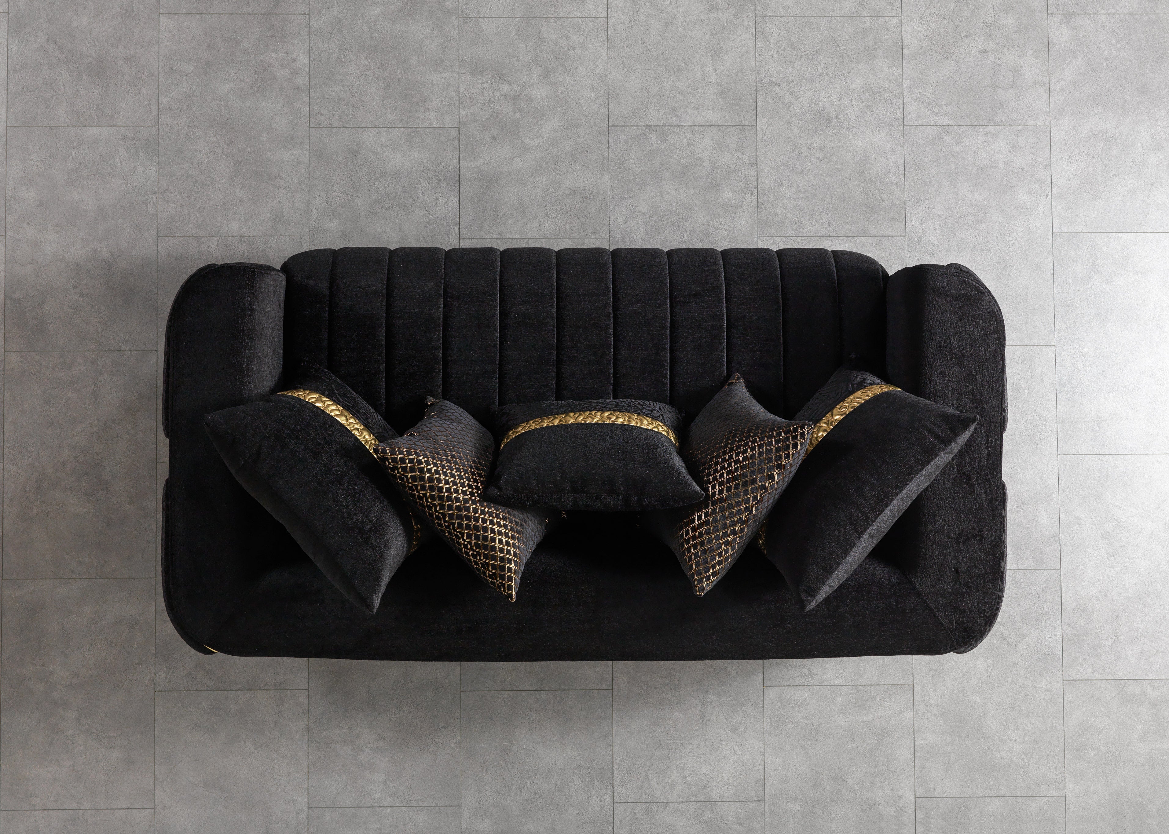 Carlina Black Velvet Loveseat, view 5
