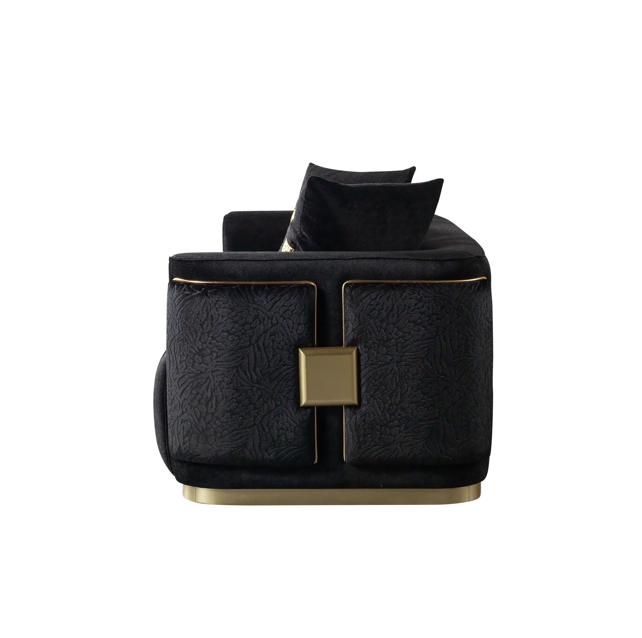 Carlina Black Velvet Sofa, view 7