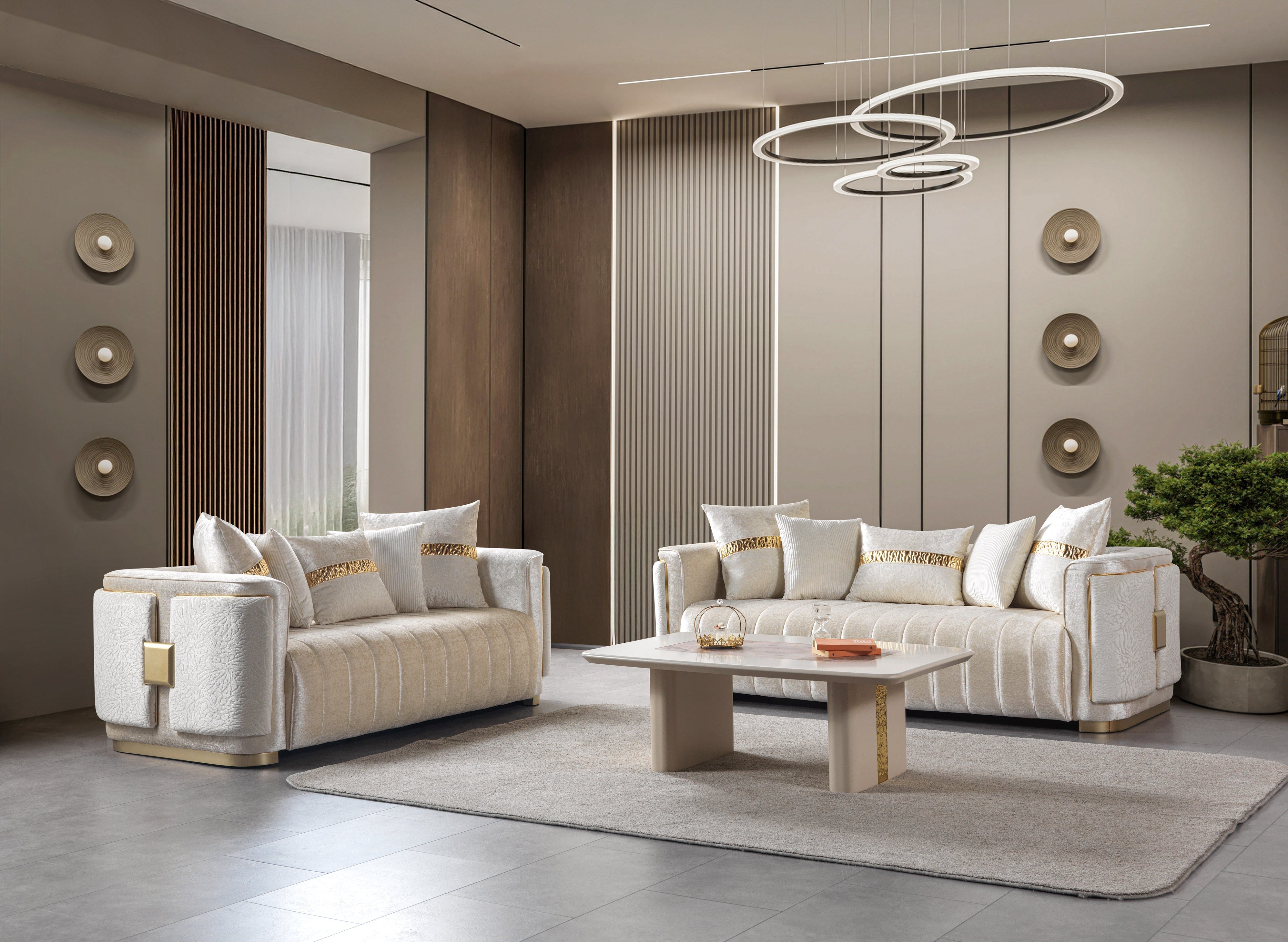 Carlina Ivory Velvet Sofa and Loveseat Set, view 2