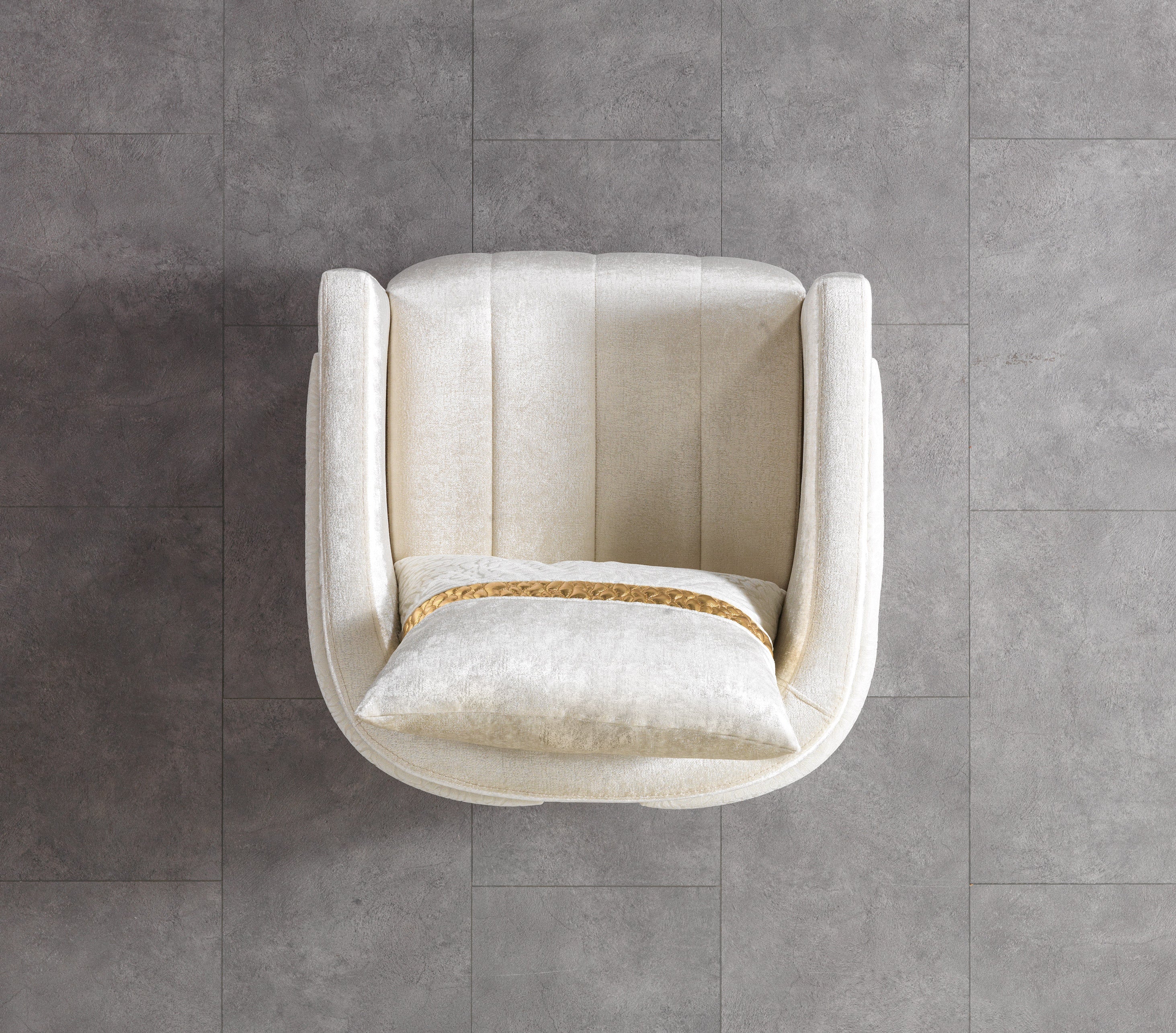 Carlina Ivory Velvet Chair, view 7