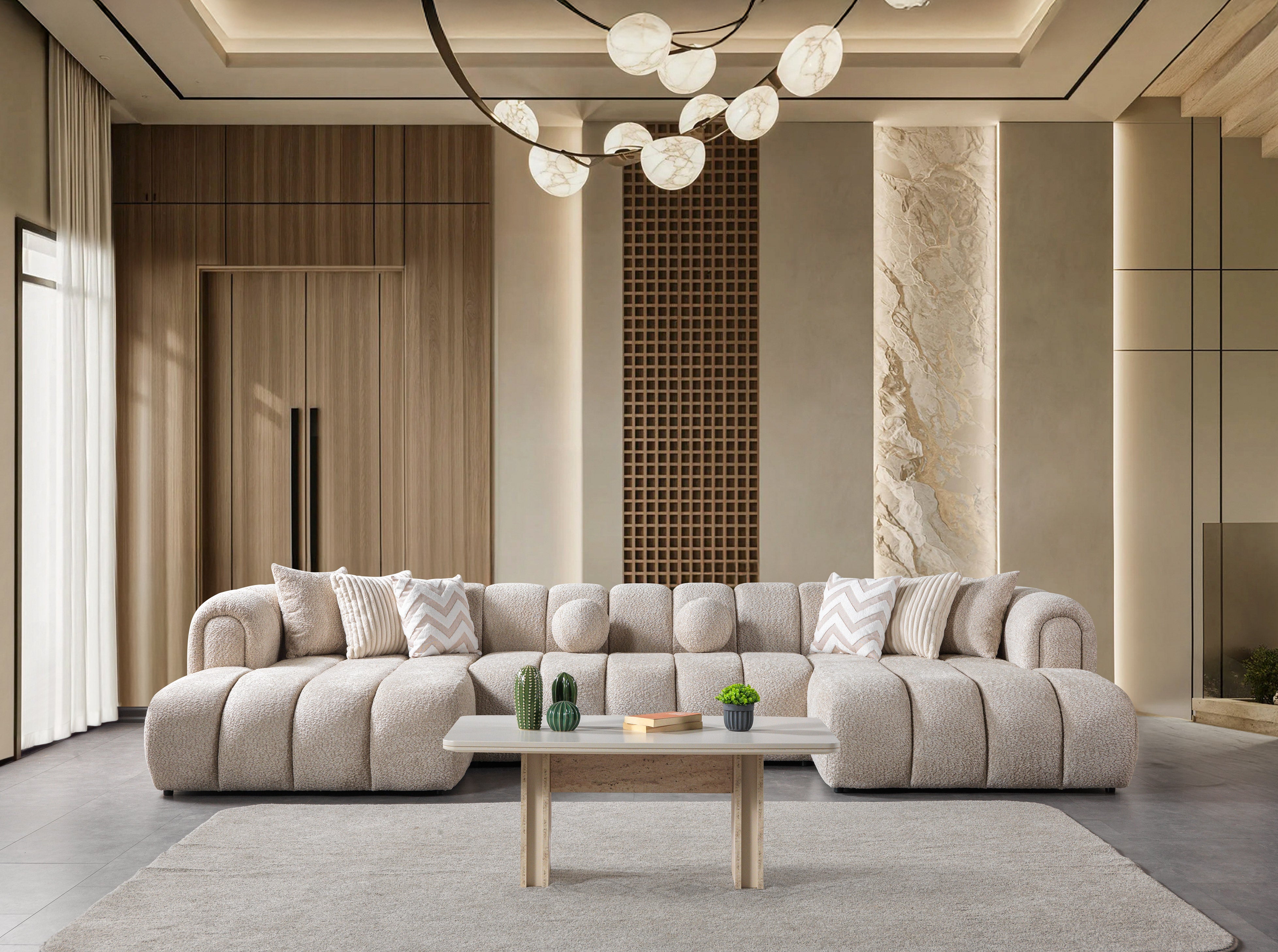 Lis Sand Boucle Double Chaise Sectional