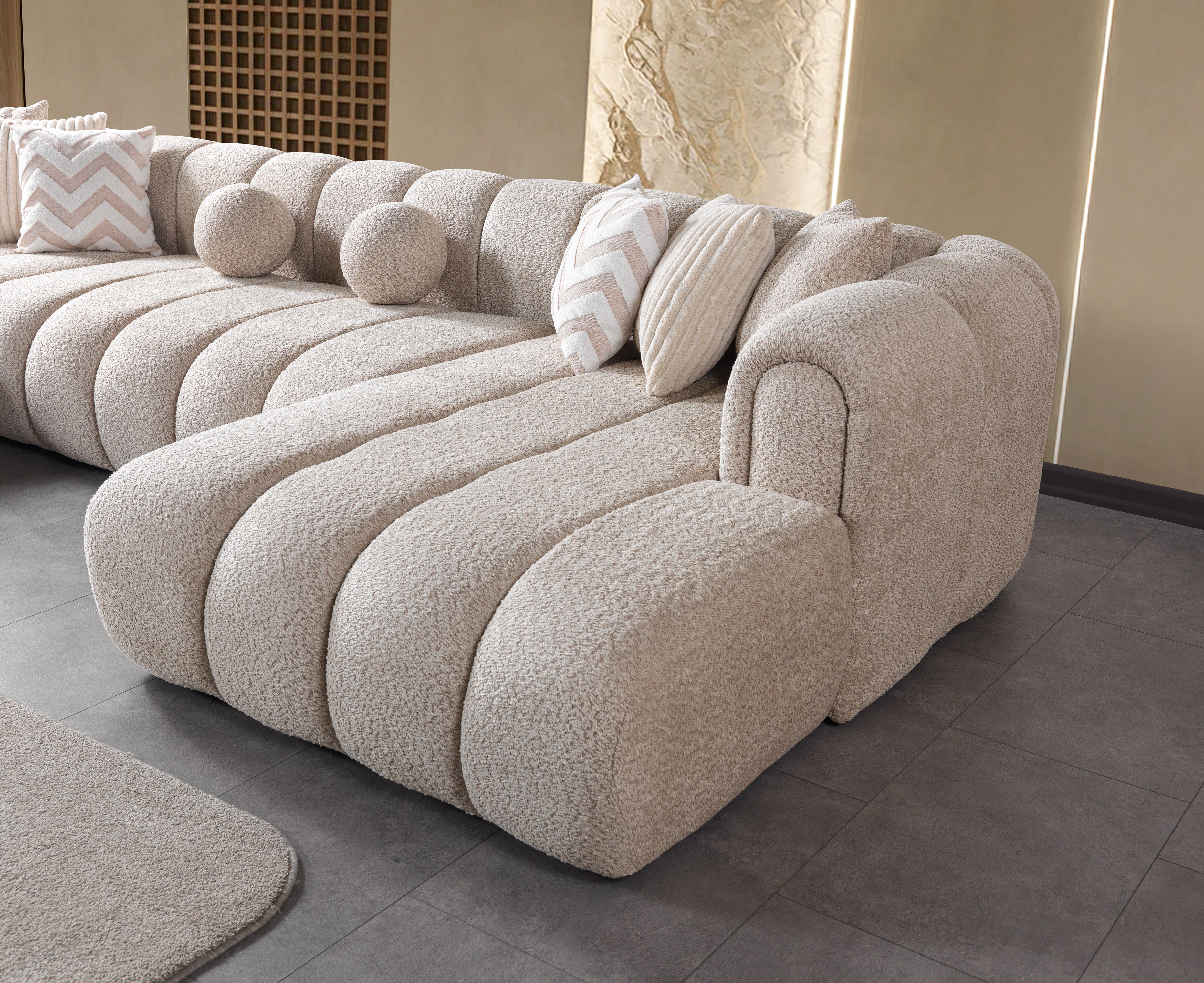 Lis Sand Boucle Double Chaise Sectional, view 6