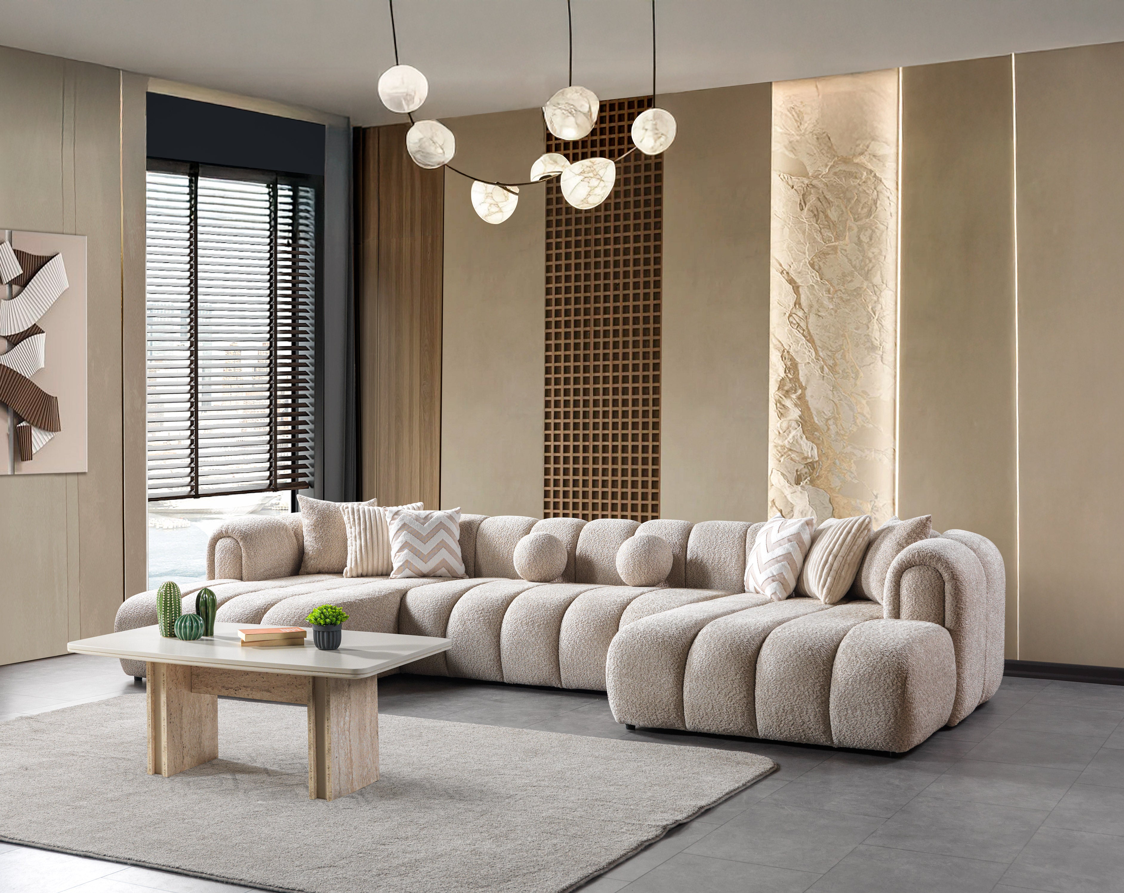 Lis Sand Boucle Double Chaise Sectional, view 2