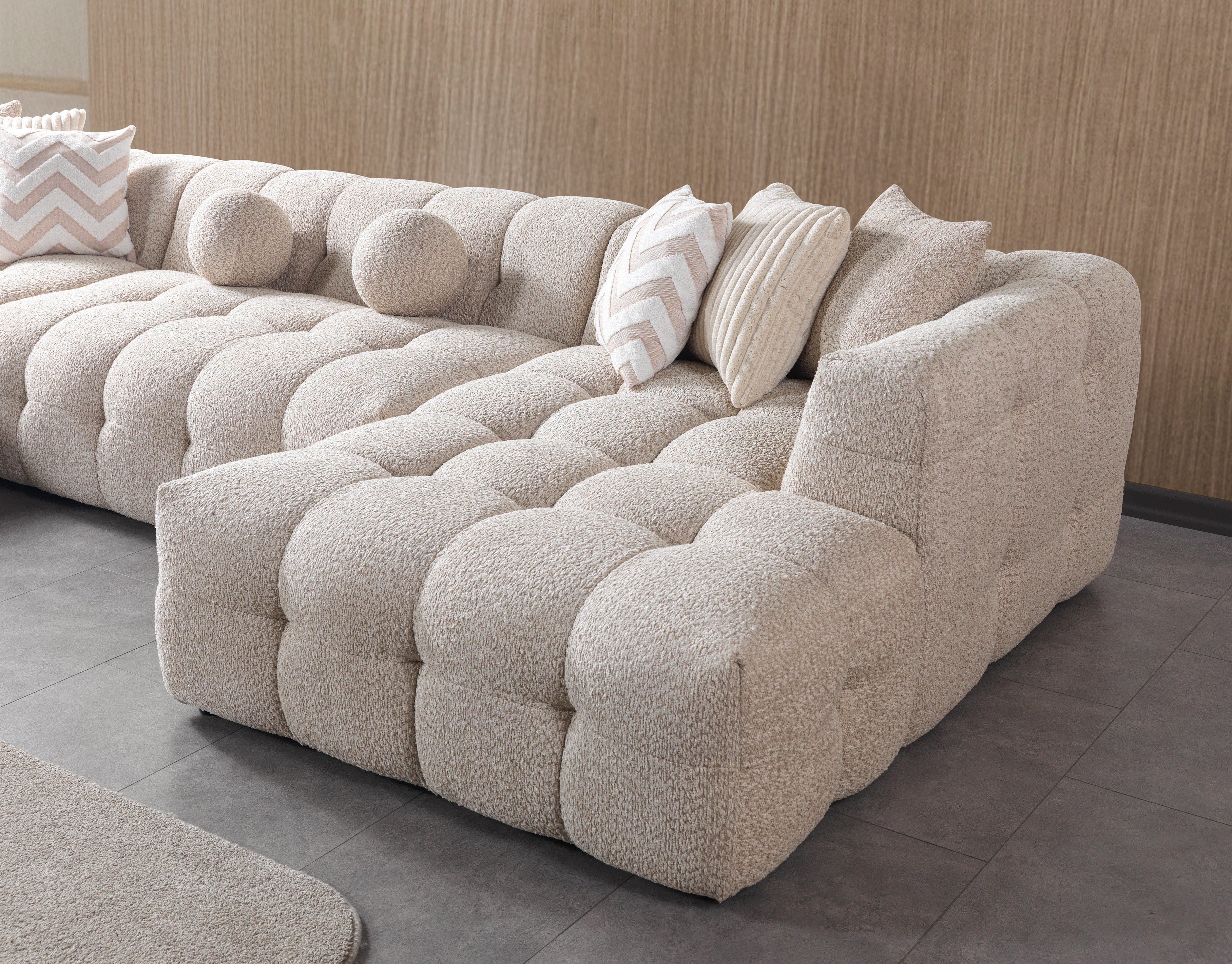 Ivy Sand Boucle Double Chaise Sectional, view 6