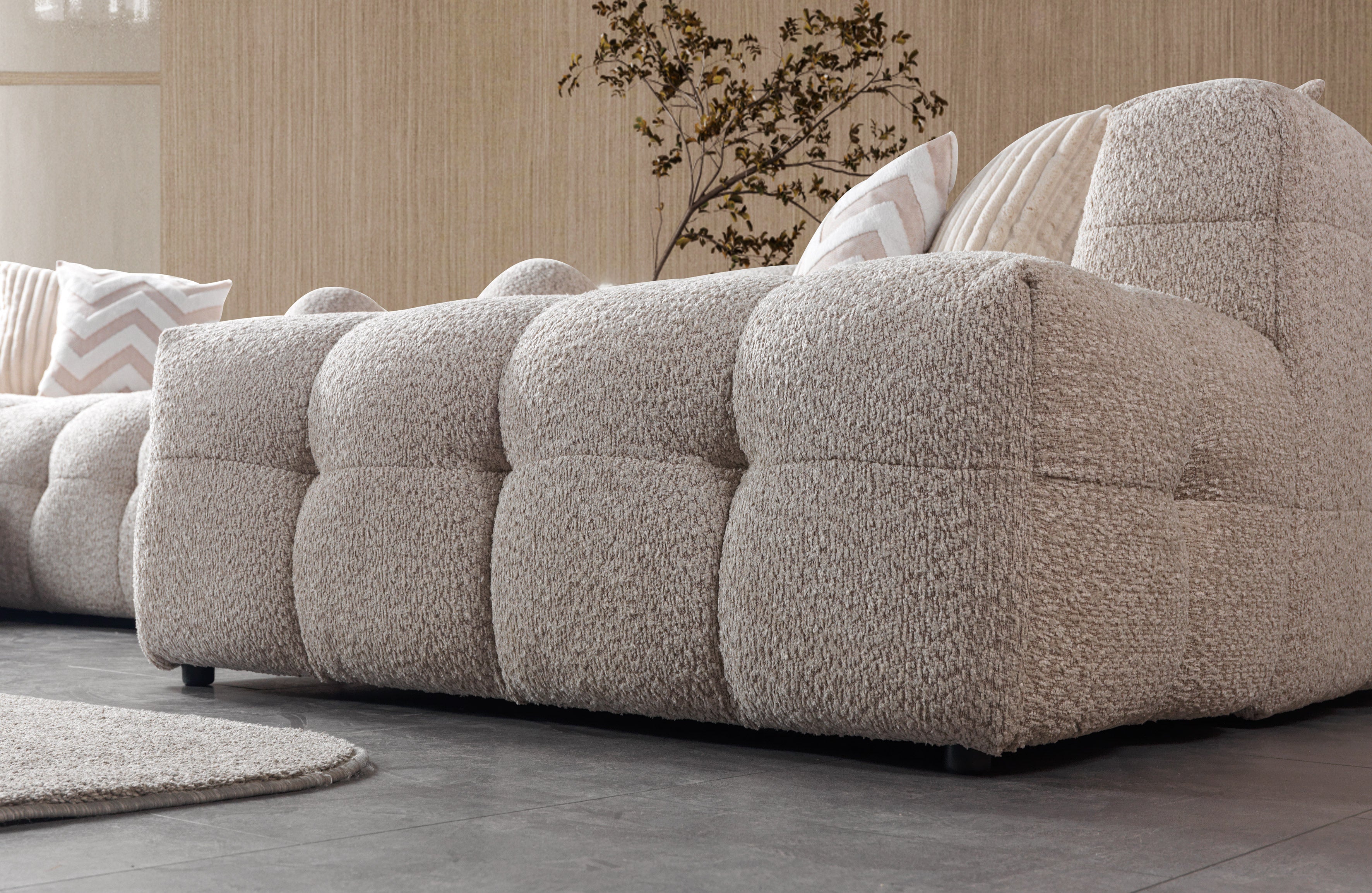 Ivy Sand Boucle Double Chaise Sectional, view 9