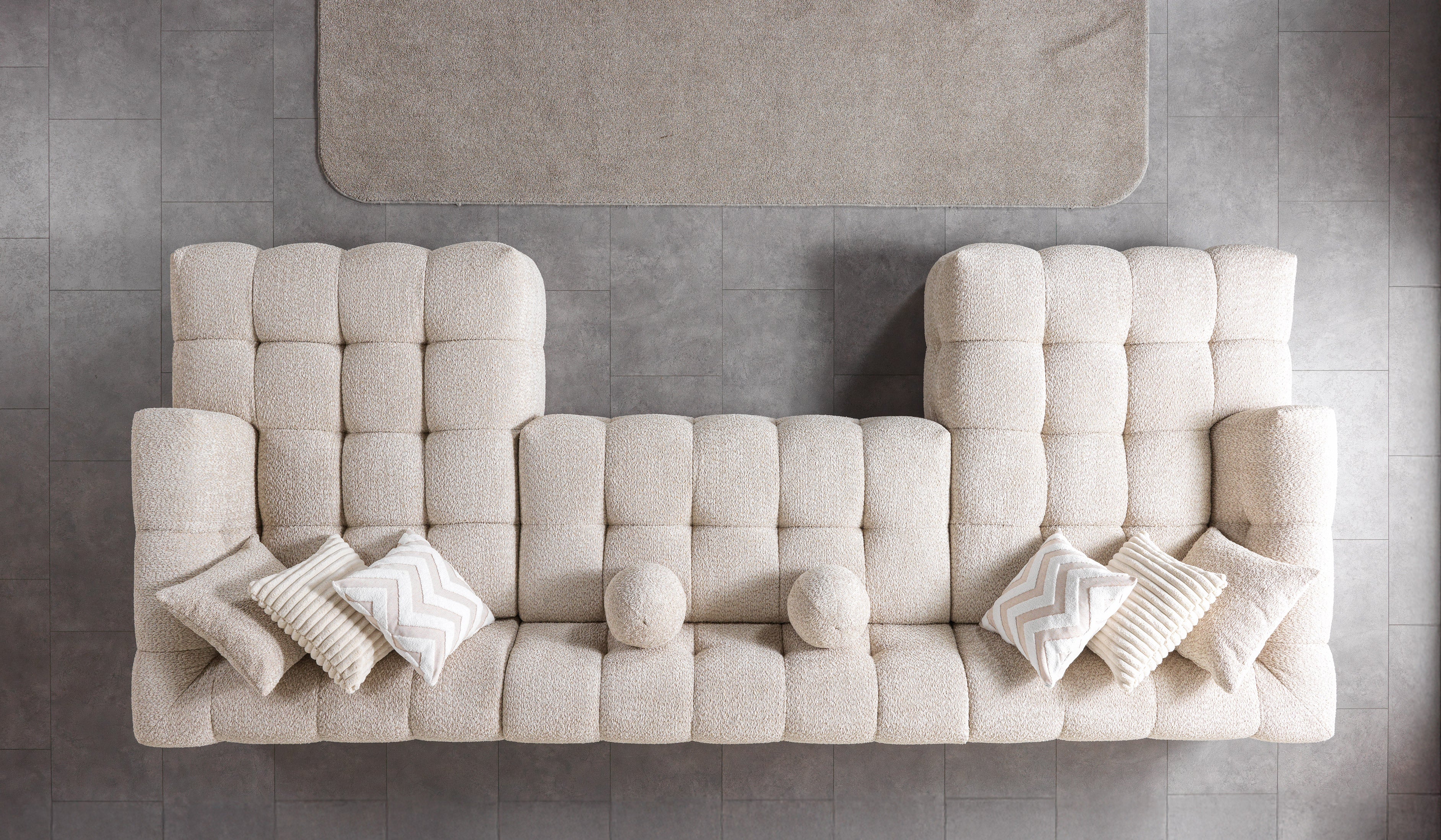 Ivy Sand Boucle Double Chaise Sectional, view 4