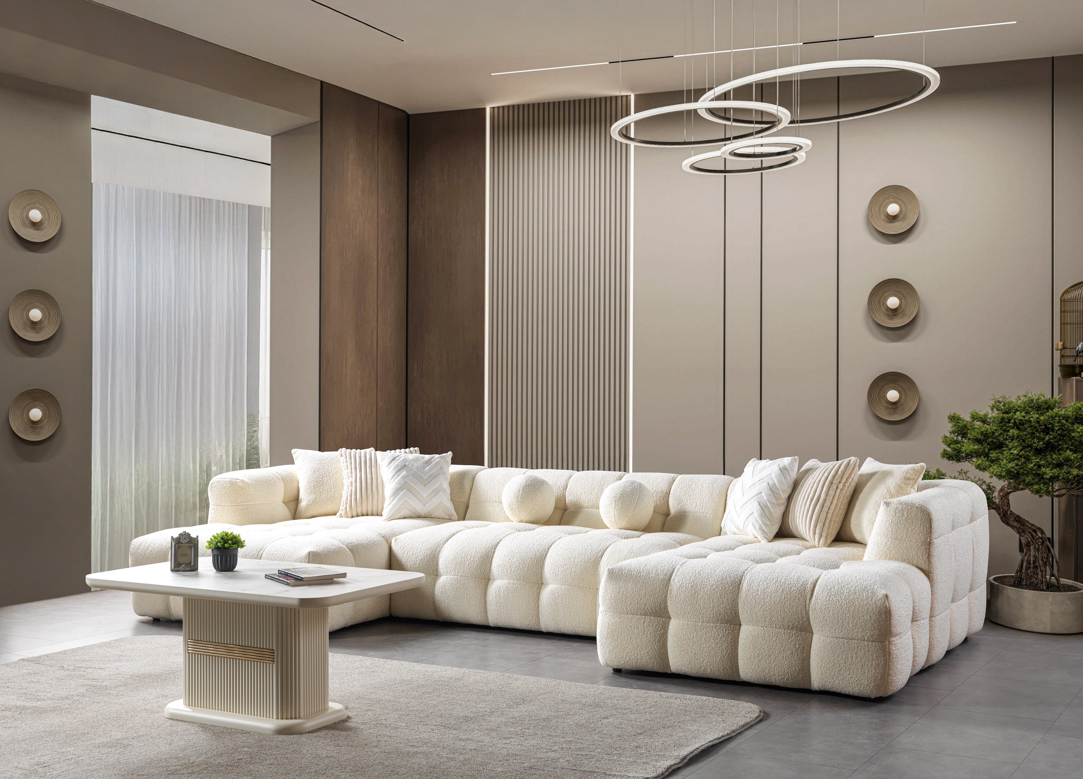 Ivy Ivory Boucle Double Chaise Sectional, view 2