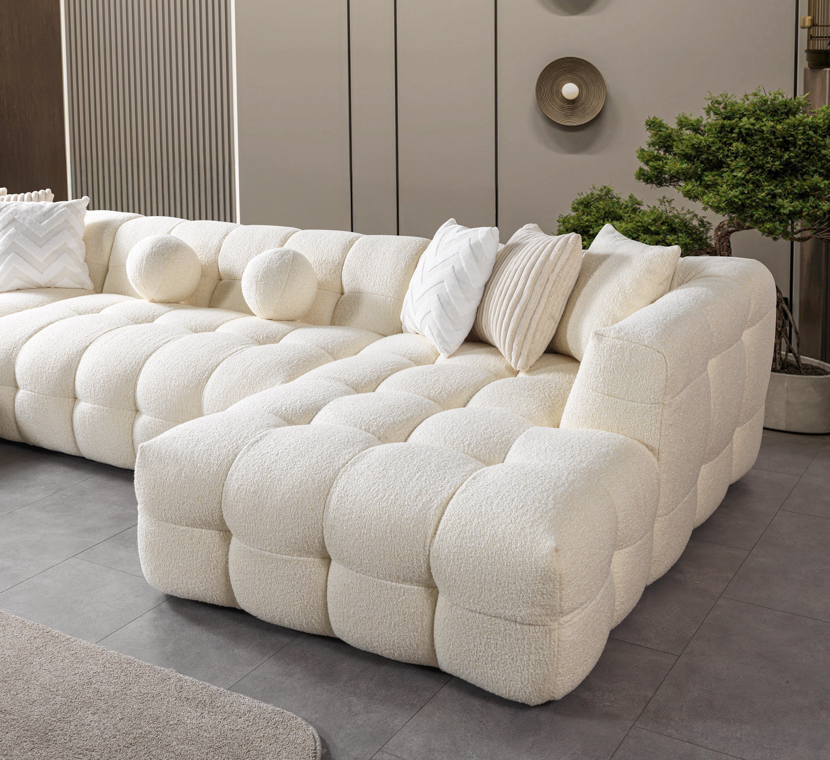 Ivy Ivory Boucle Double Chaise Sectional, view 6