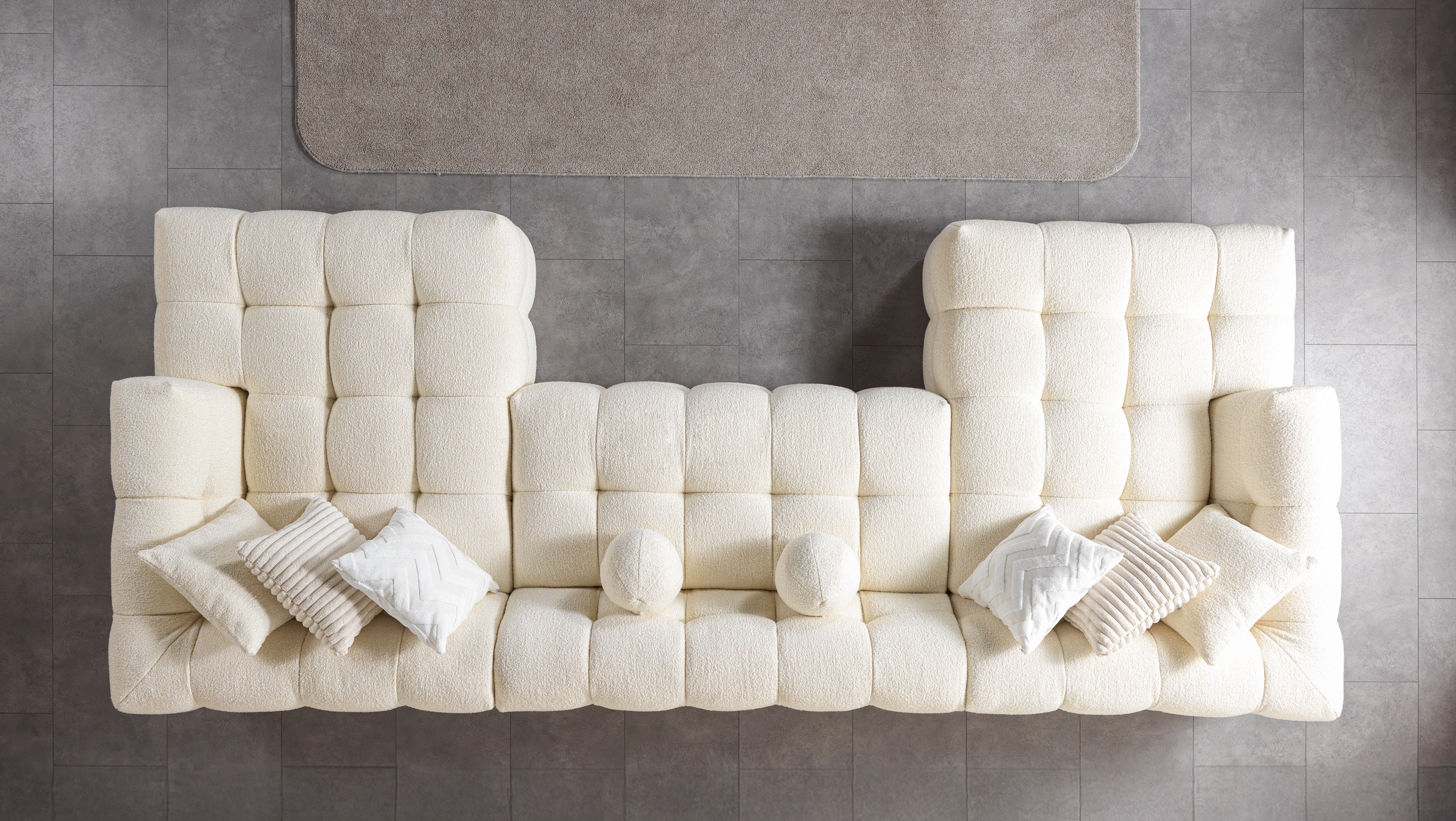 Ivy Ivory Boucle Double Chaise Sectional, view 4