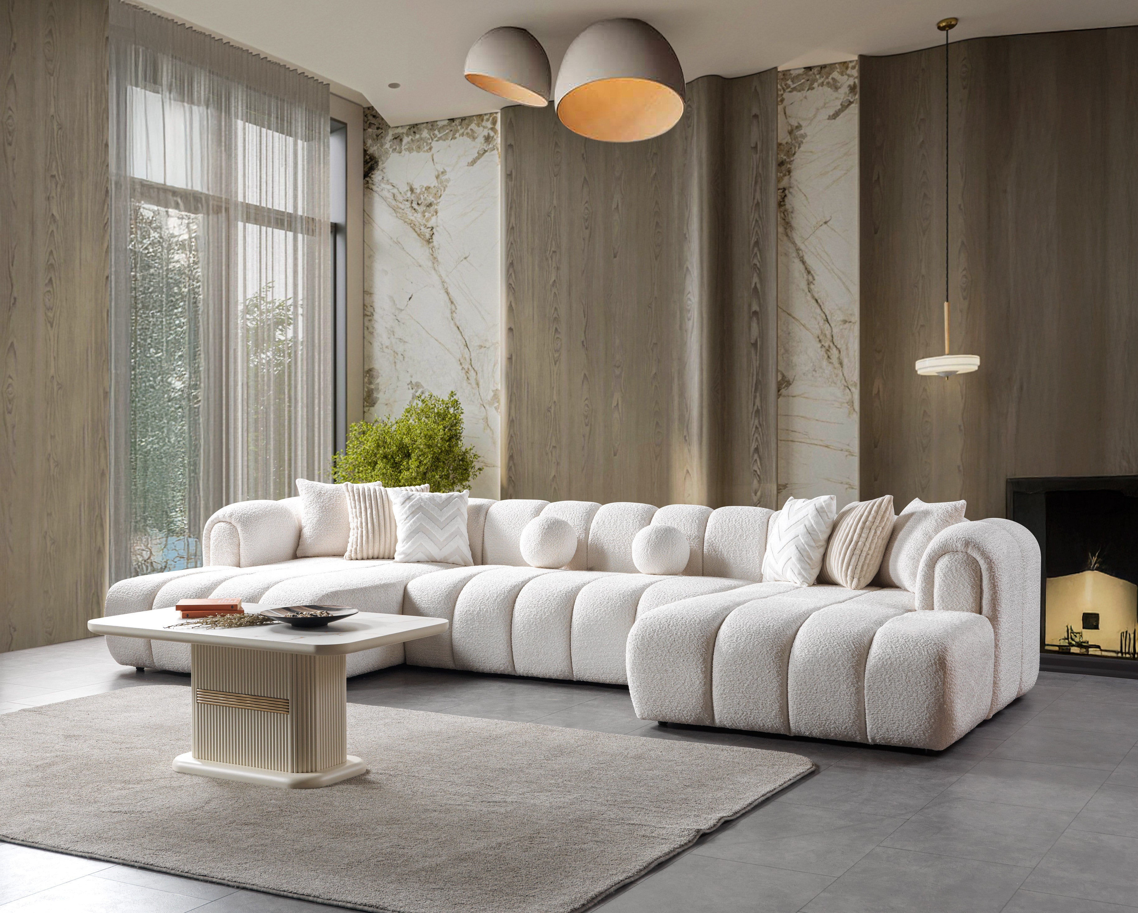 Lis Ivory Boucle Double Chaise Sectional, view 2