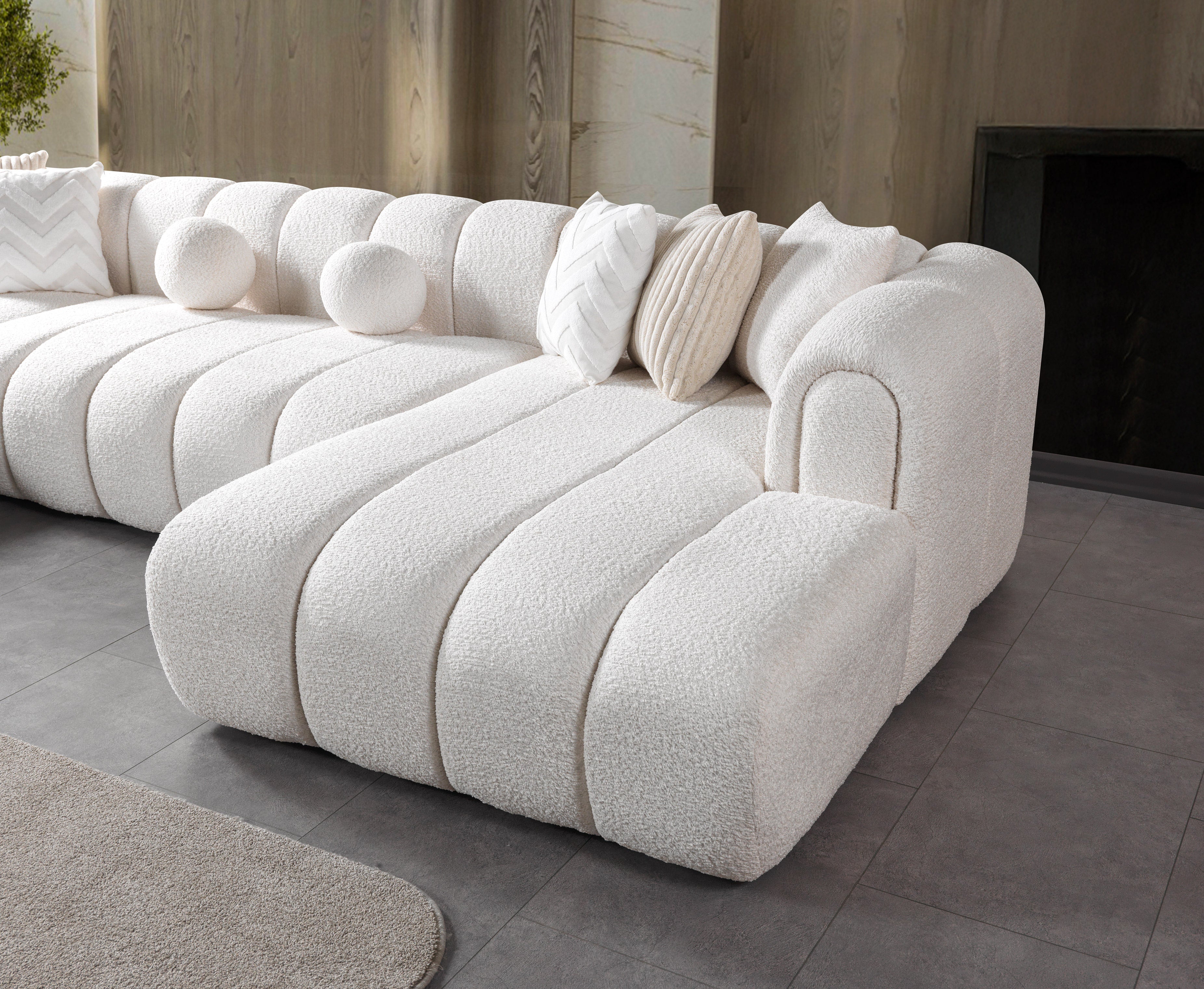 Lis Ivory Boucle Double Chaise Sectional, view 6
