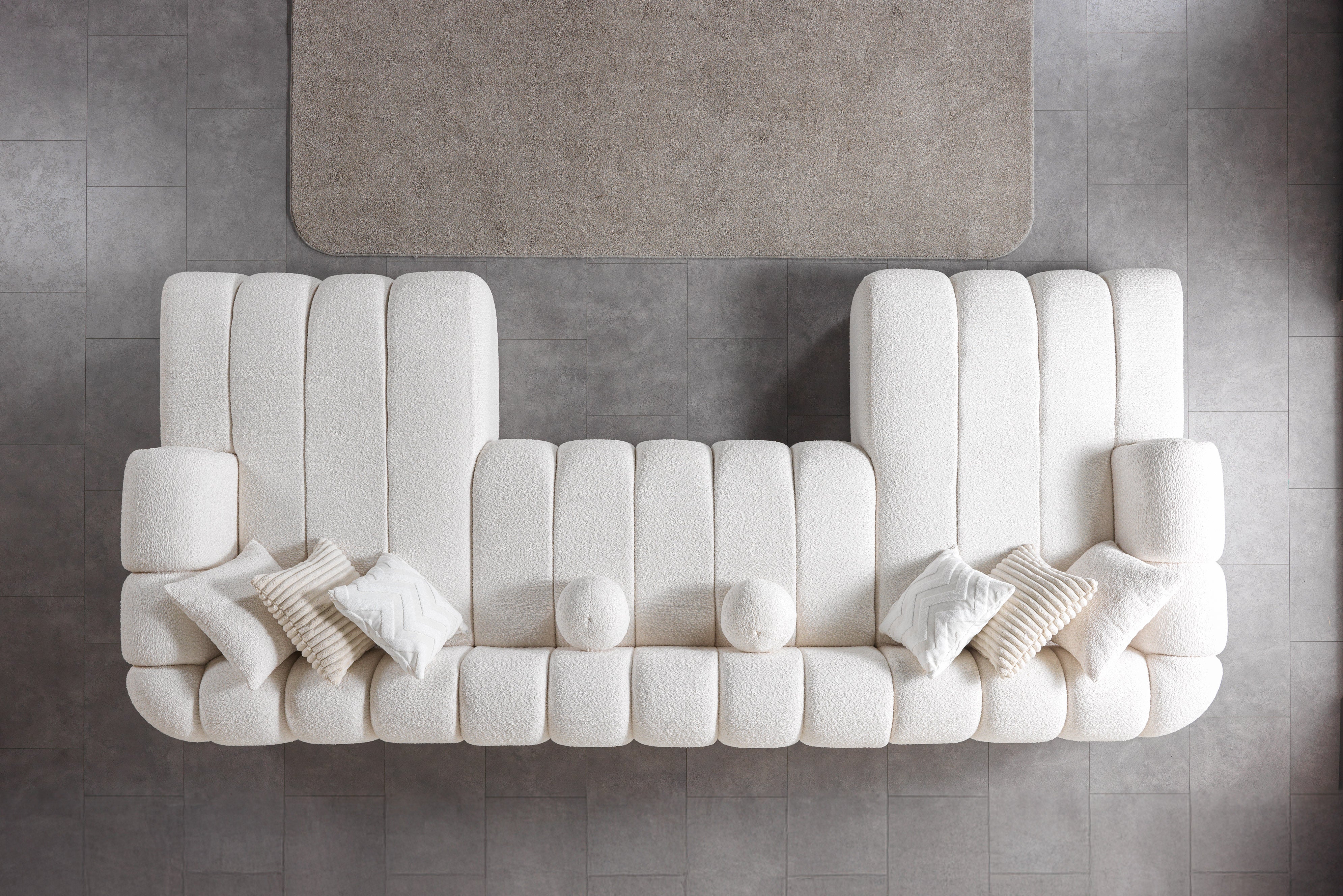 Lis Ivory Boucle Double Chaise Sectional, view 4
