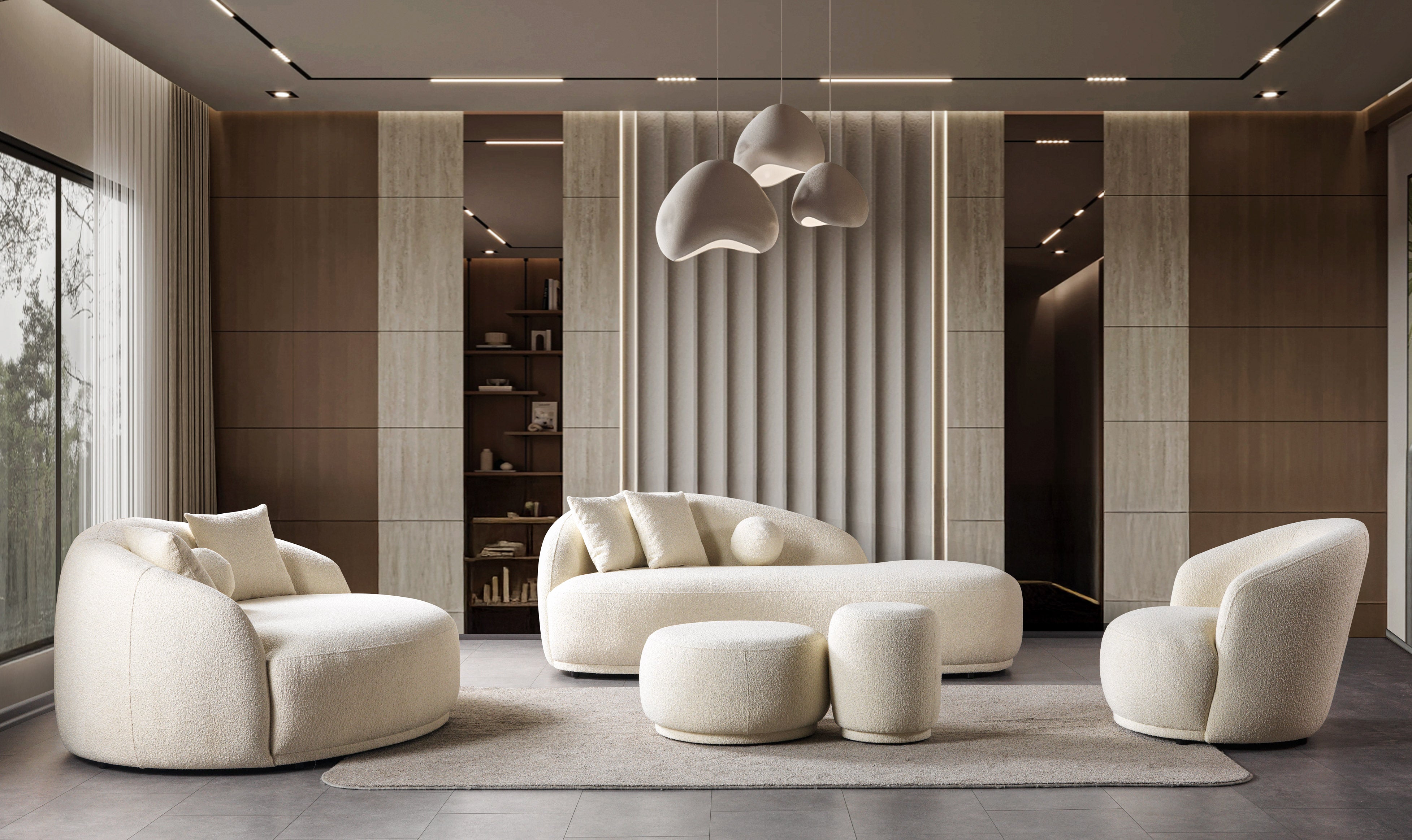 Bonita Ivory Boucle Round Sofa, view 4