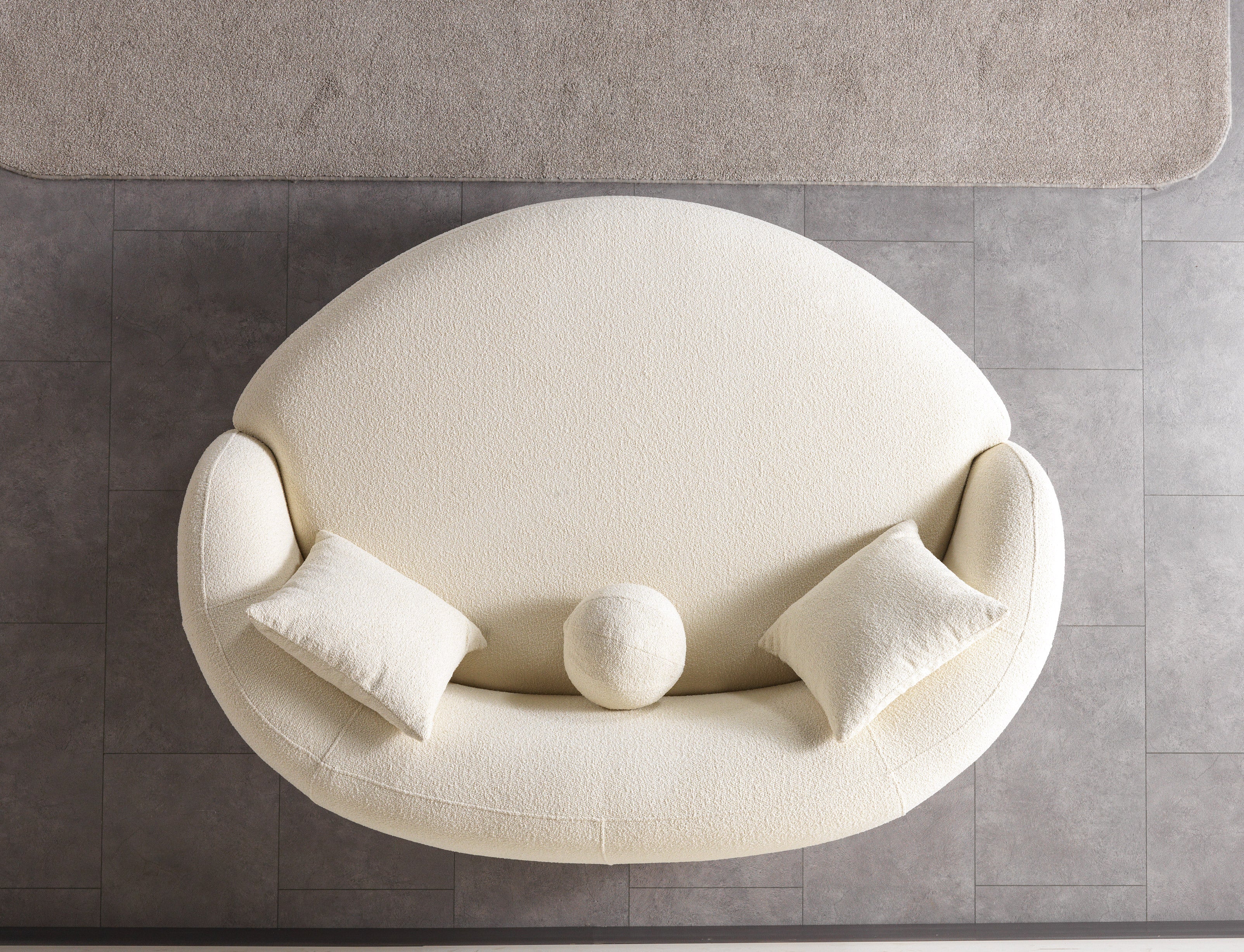 Bonita Ivory Boucle Round Sofa, view 7