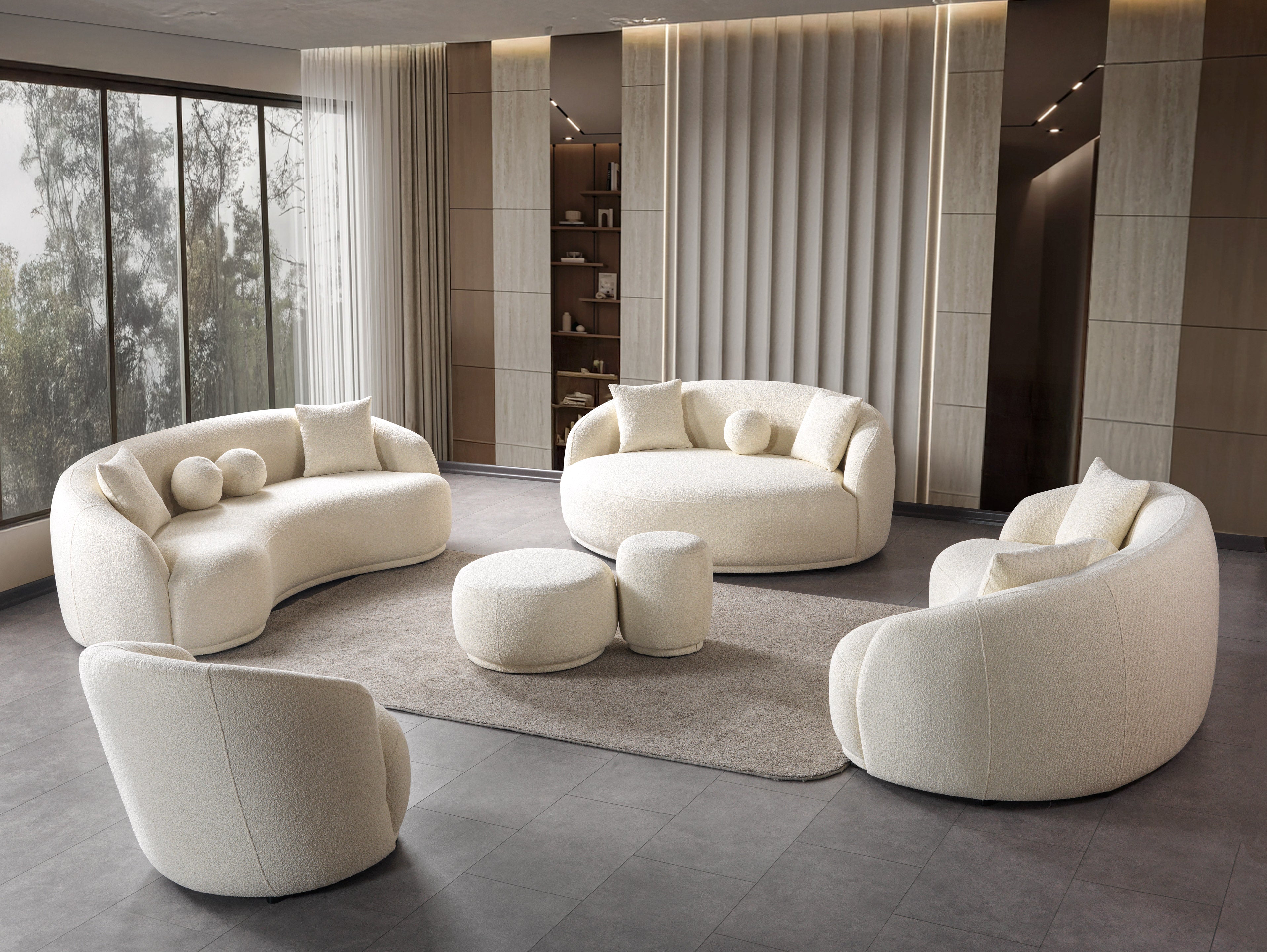 Bonita Ivory Boucle Round Sofa, view 2