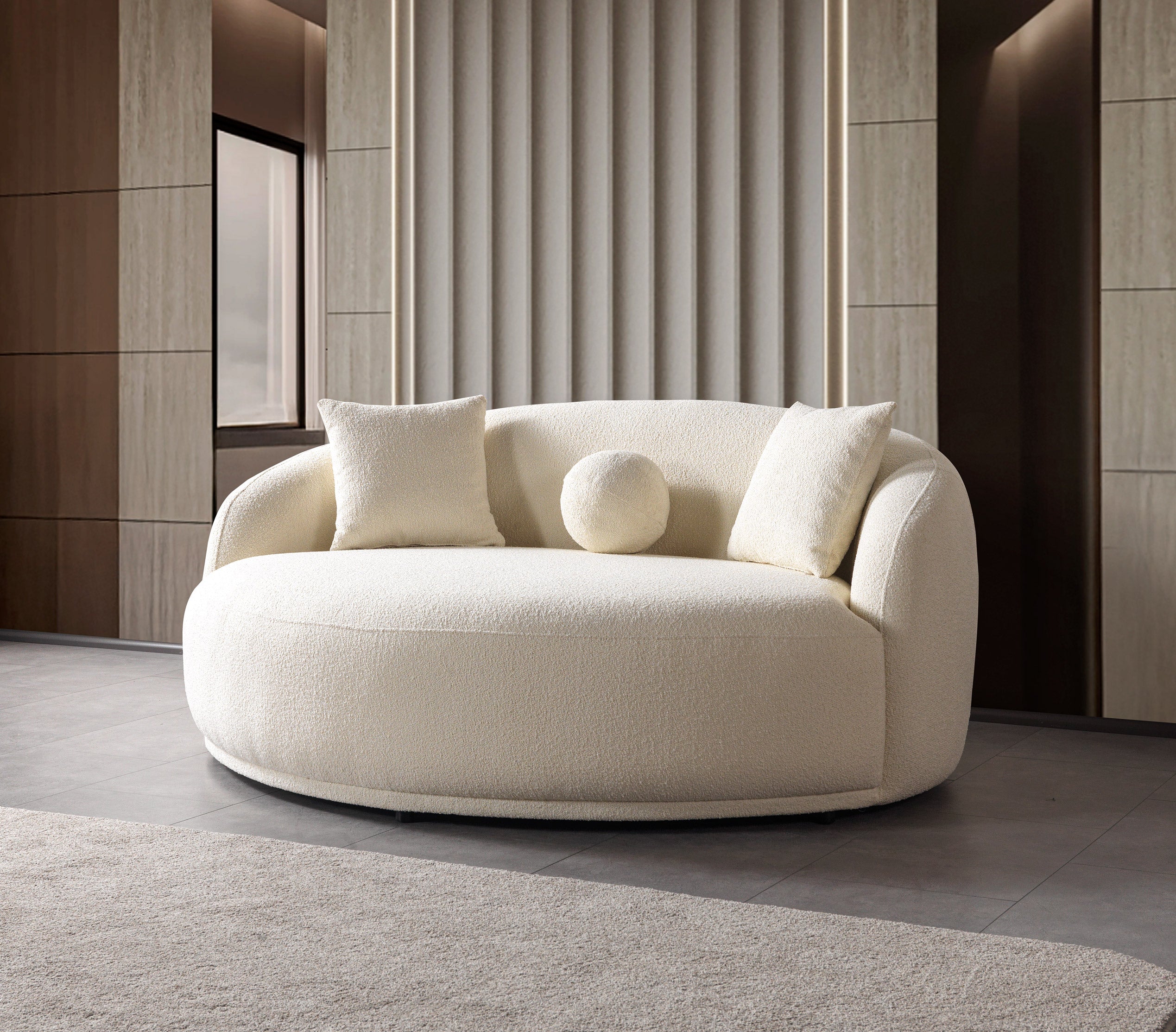 Bonita Ivory Boucle Round Sofa, view 3