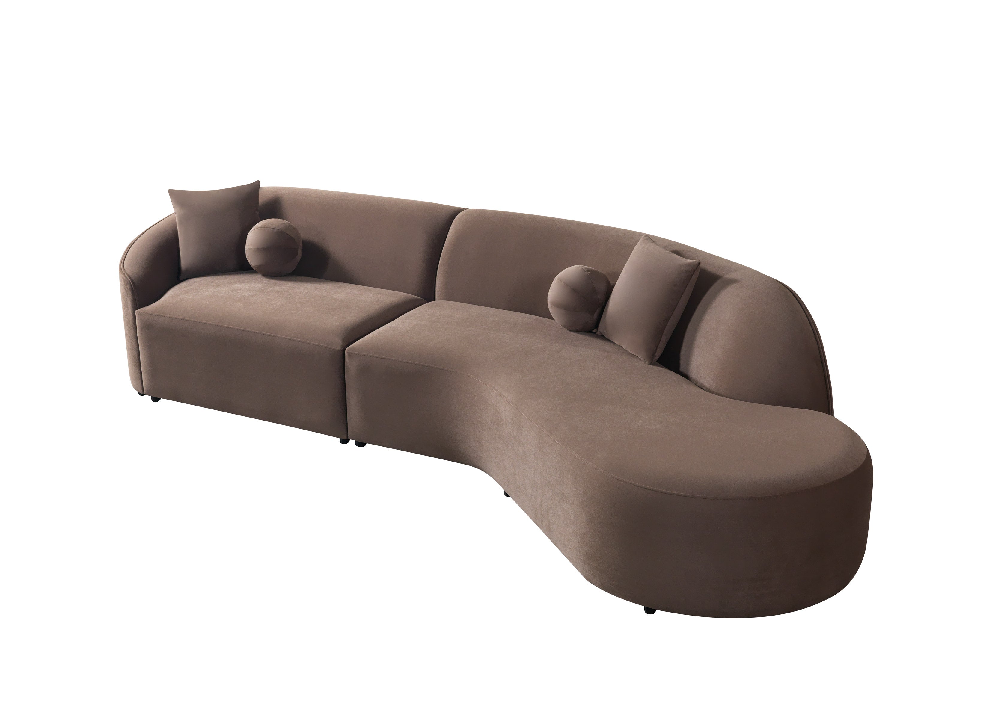 Cloe Coffee Velvet Curved RAF Sectional, view 10