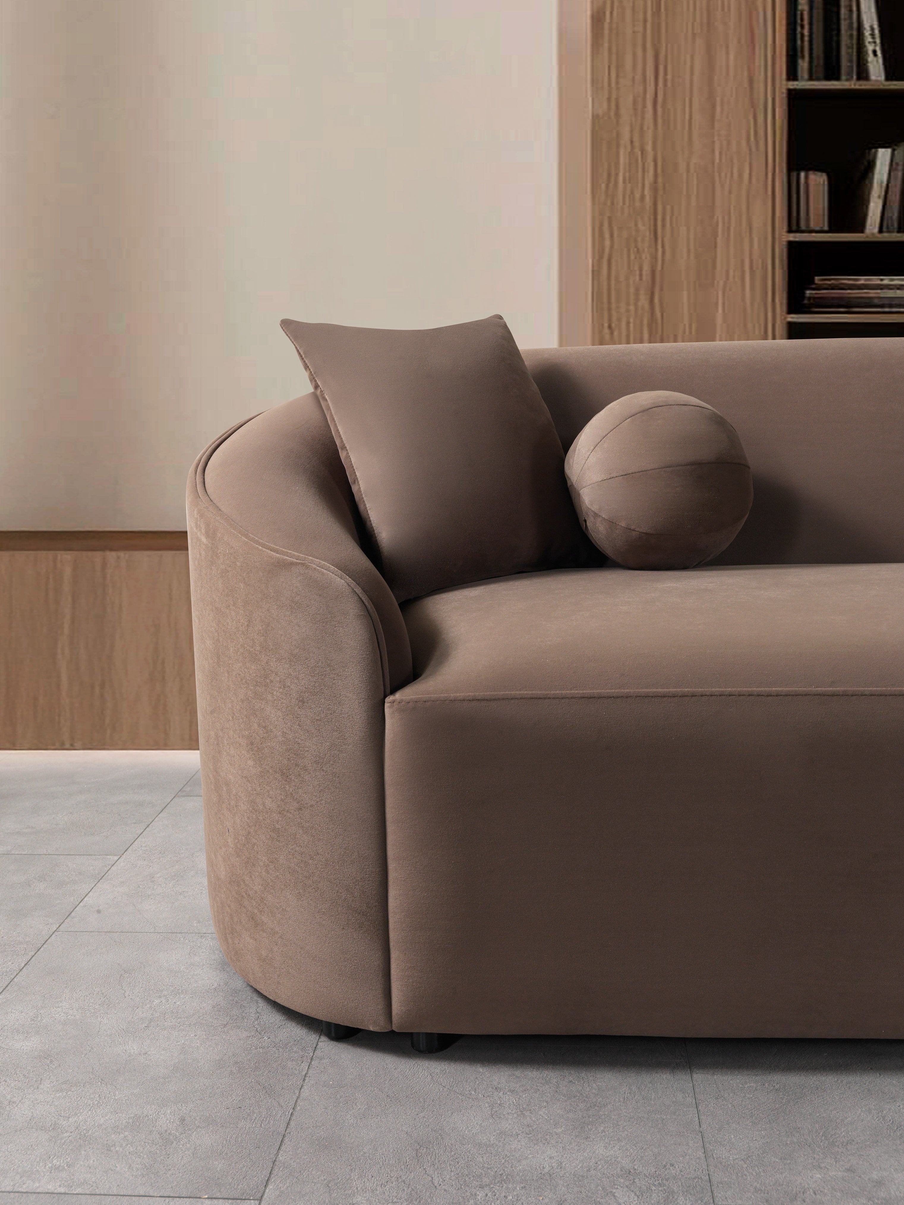 Cloe Coffee Velvet Curved RAF Sectional, view 8