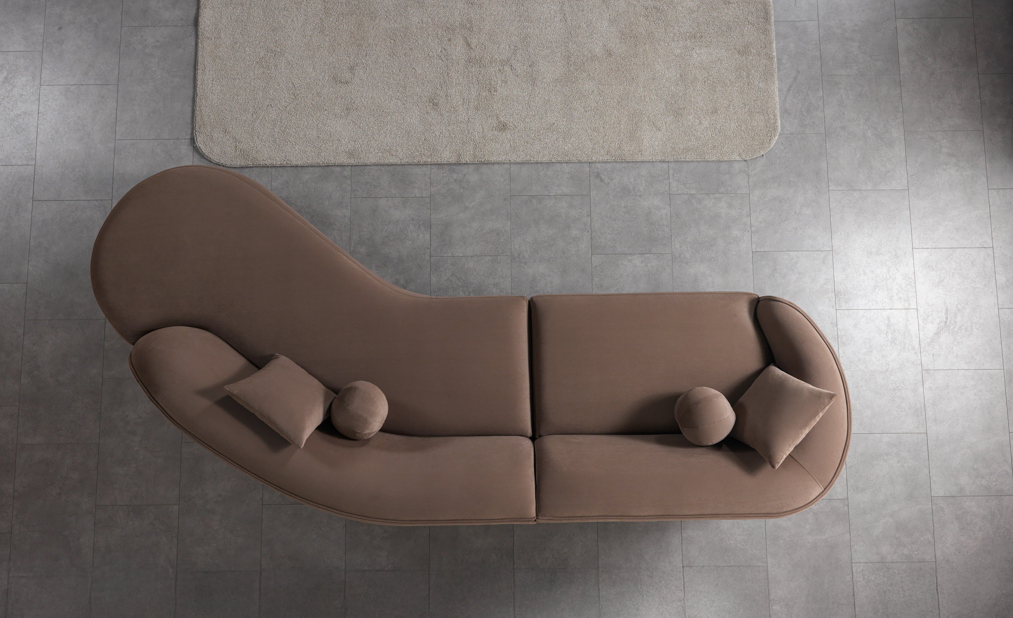Cloe Coffee Velvet Curved RAF Sectional, view 6