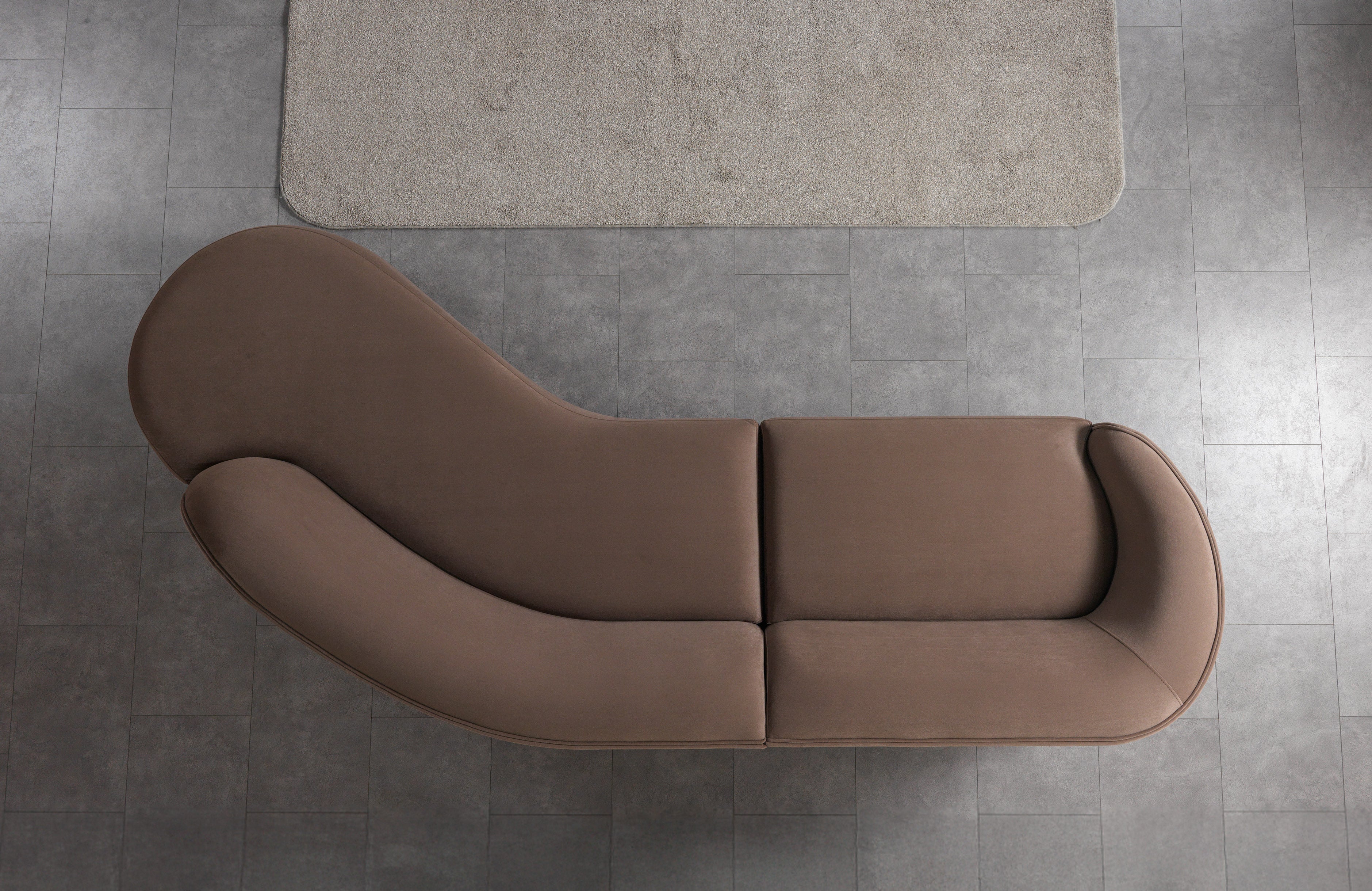 Cloe Coffee Velvet Curved RAF Sectional, view 7