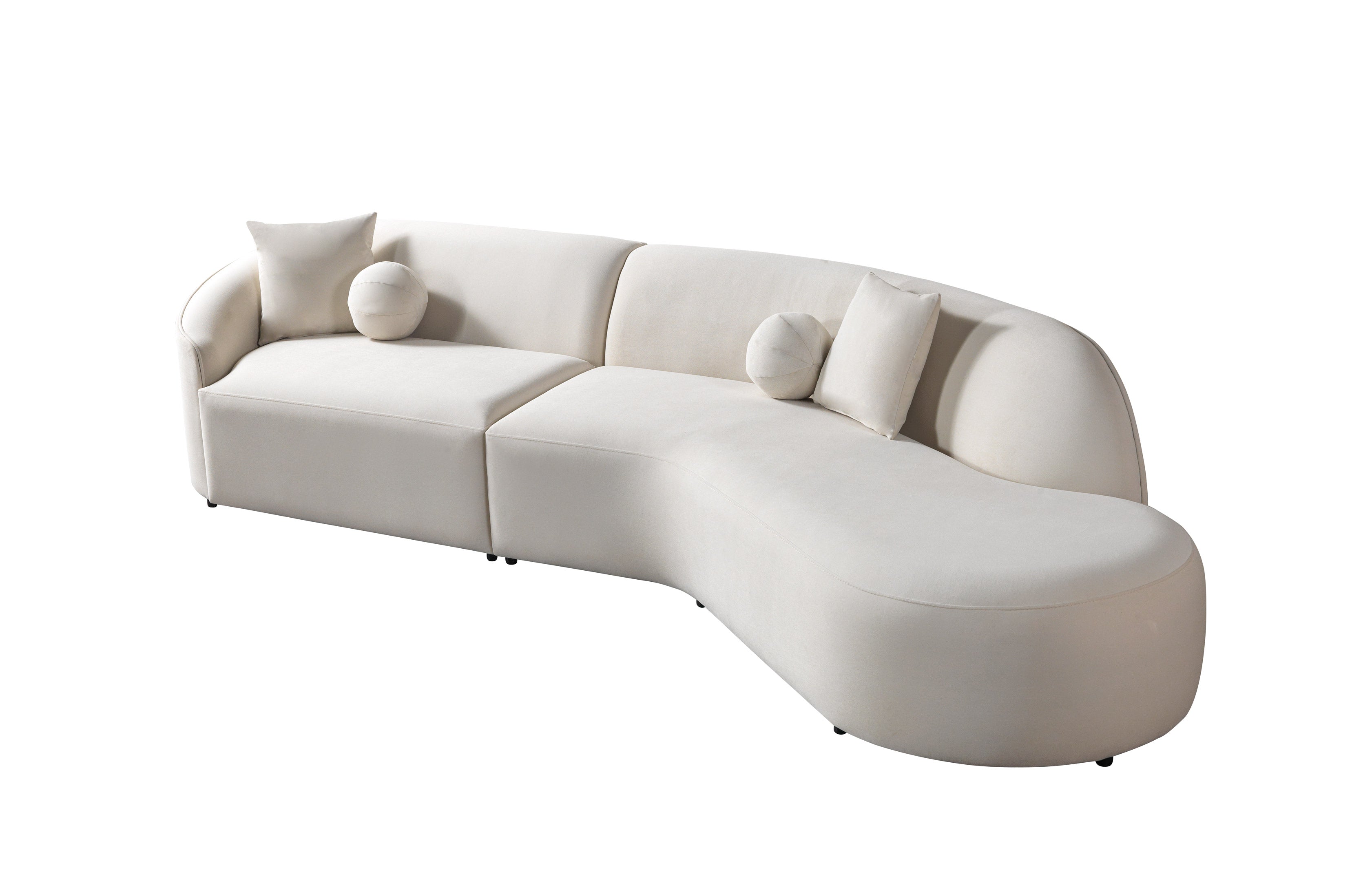 Cloe Ivory Velvet Curved RAF Sectional, view 10