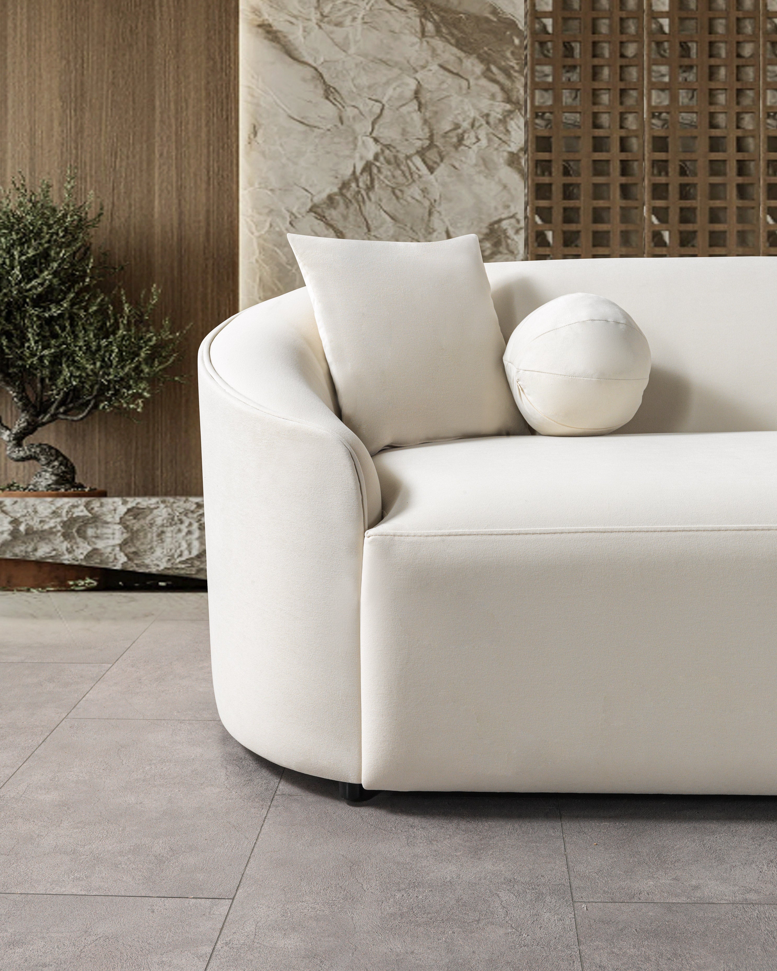 Cloe Ivory Velvet Curved RAF Sectional, view 8