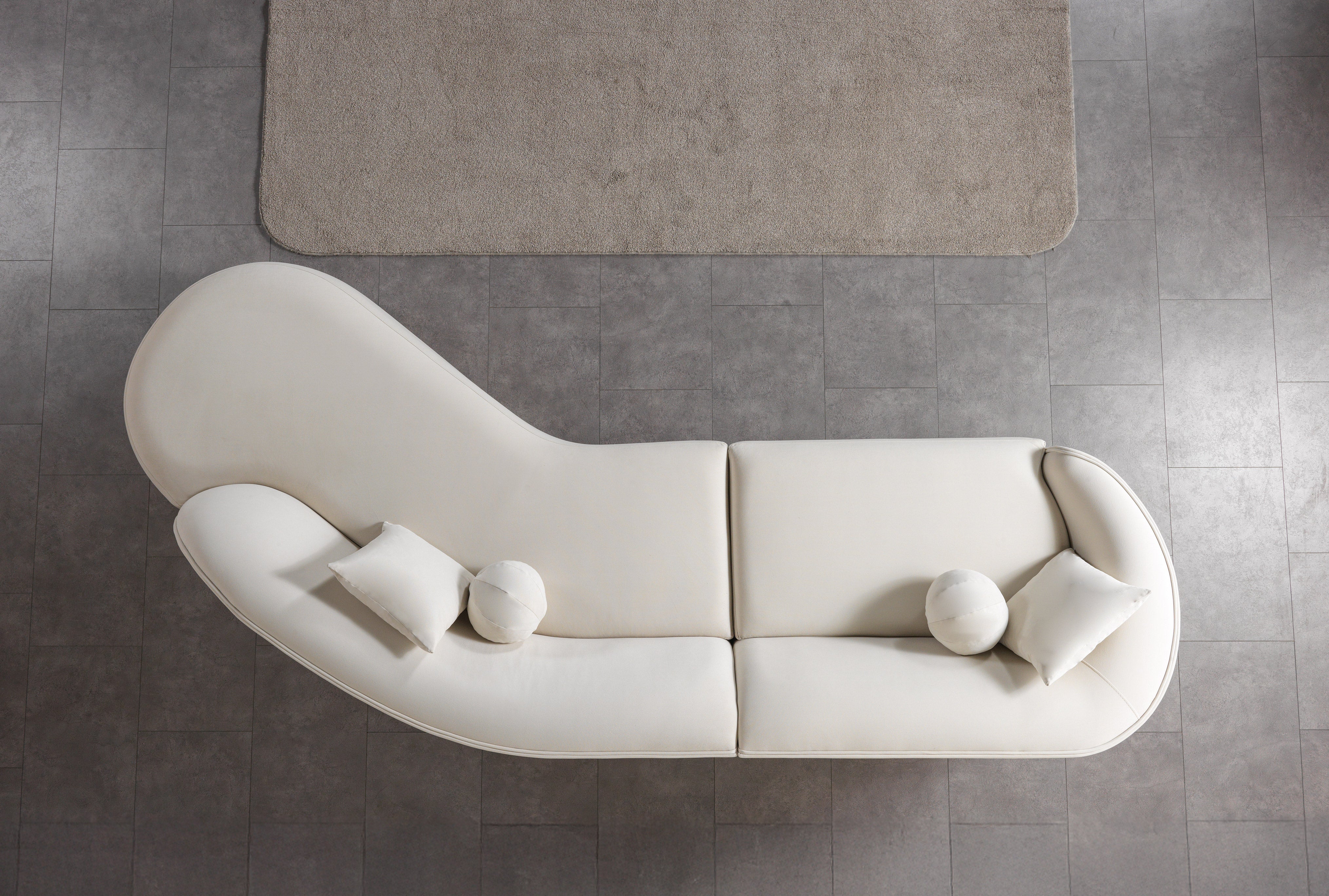 Cloe Ivory Velvet Curved RAF Sectional, view 6