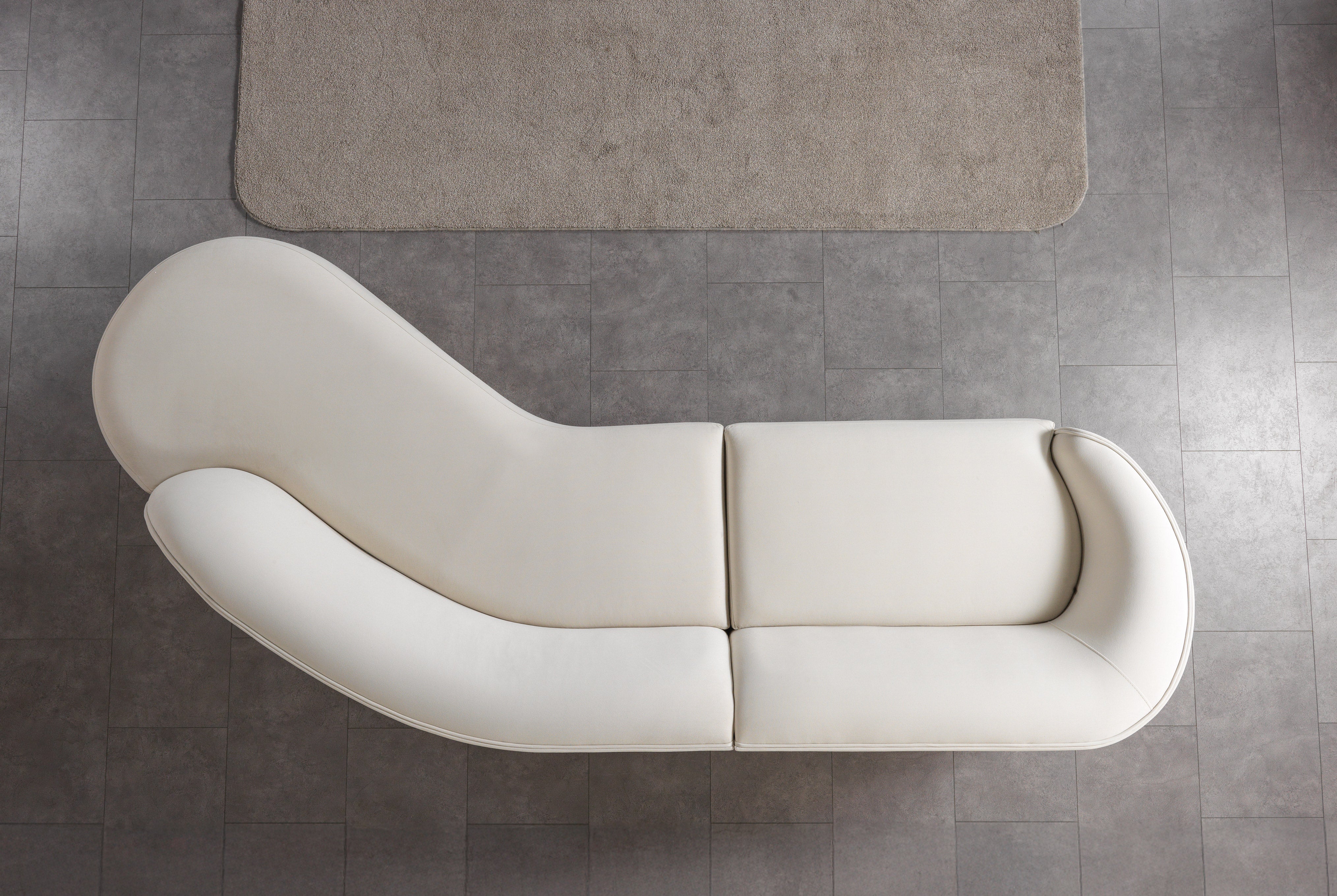 Cloe Ivory Velvet Curved RAF Sectional, view 7