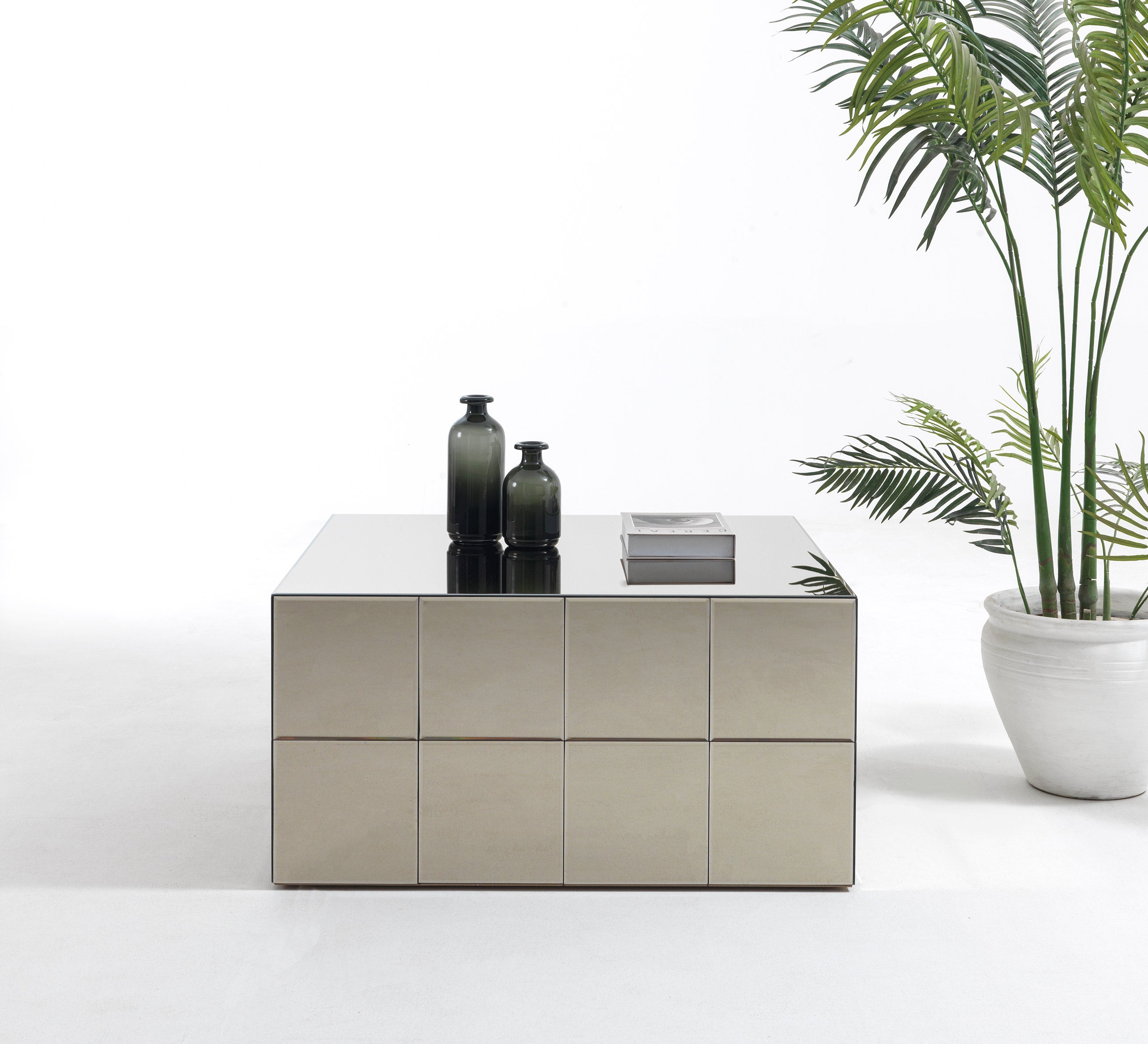 X3 Square Glass Coffee Table, view 2