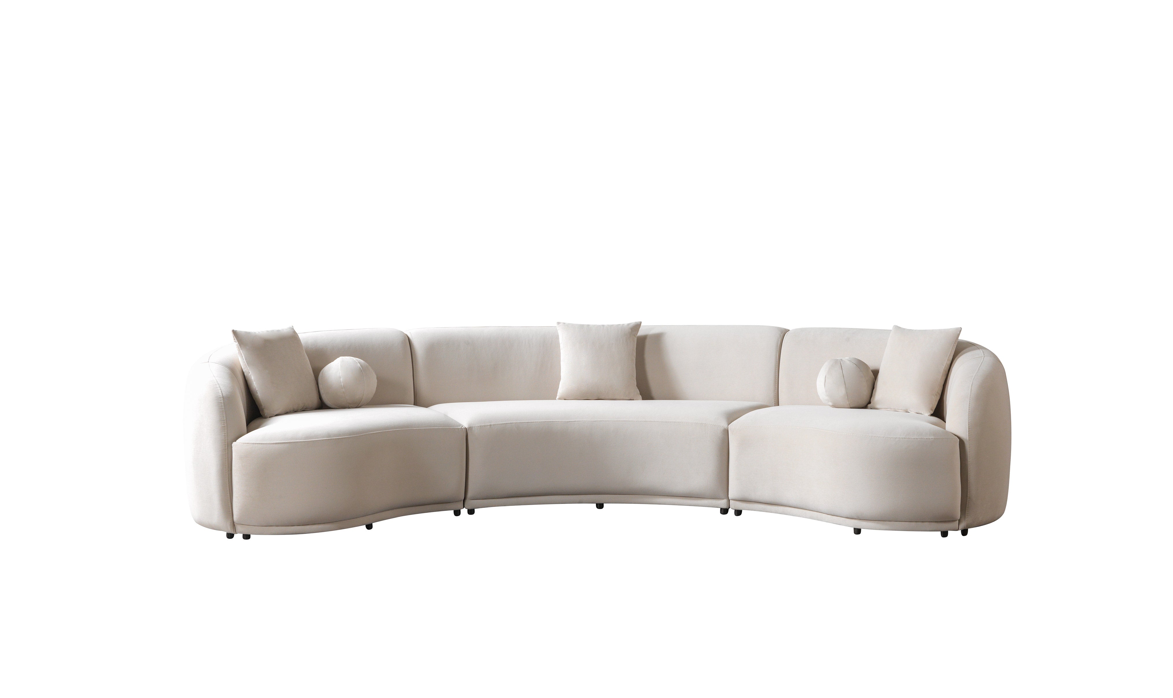 Bonita Ivory Velvet 3-Piece Curved Sectional, view 10