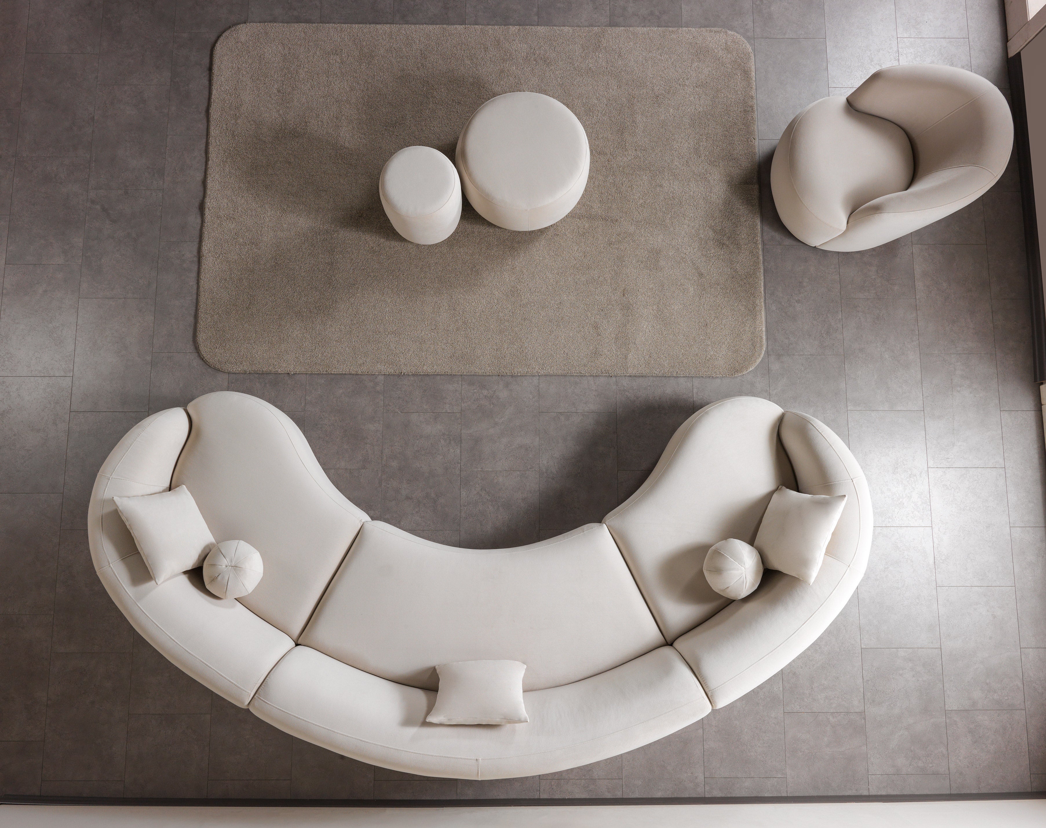 Bonita Ivory Velvet 3-Piece Curved Sectional, view 5