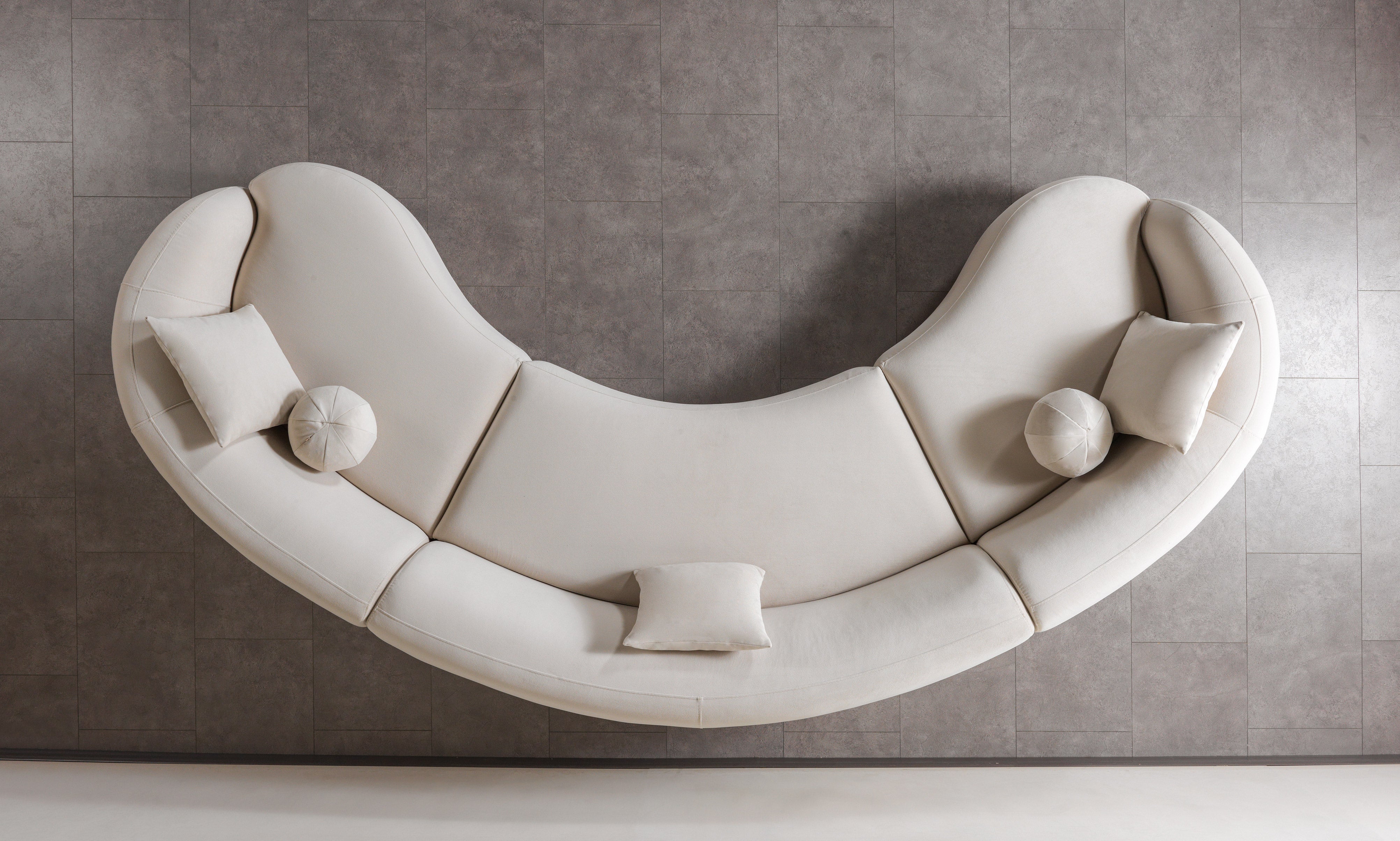Bonita Ivory Velvet 3-Piece Curved Sectional, view 6
