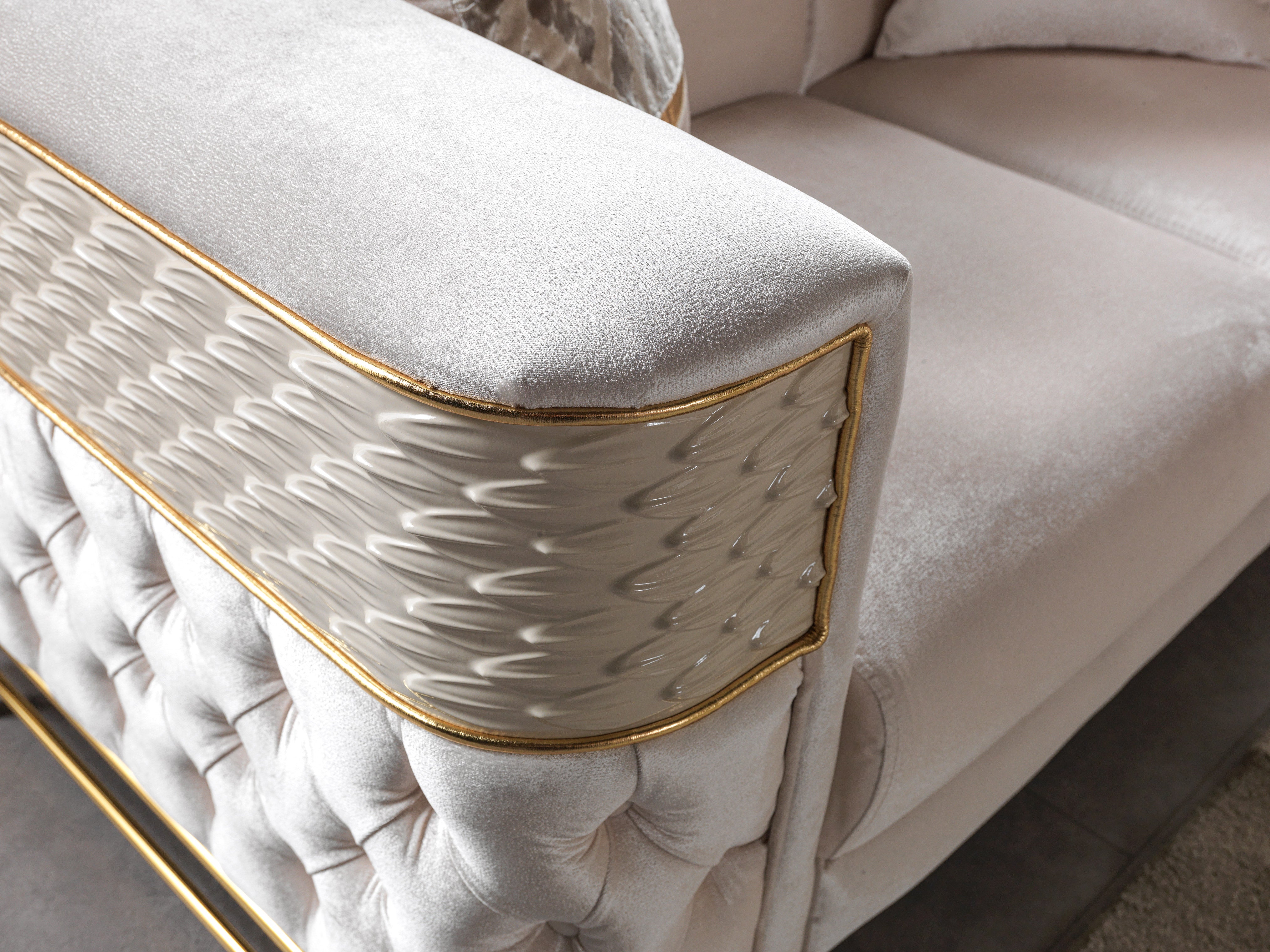 Fabiana Ivory Velvet Sofa and Loveseat Set, view 8