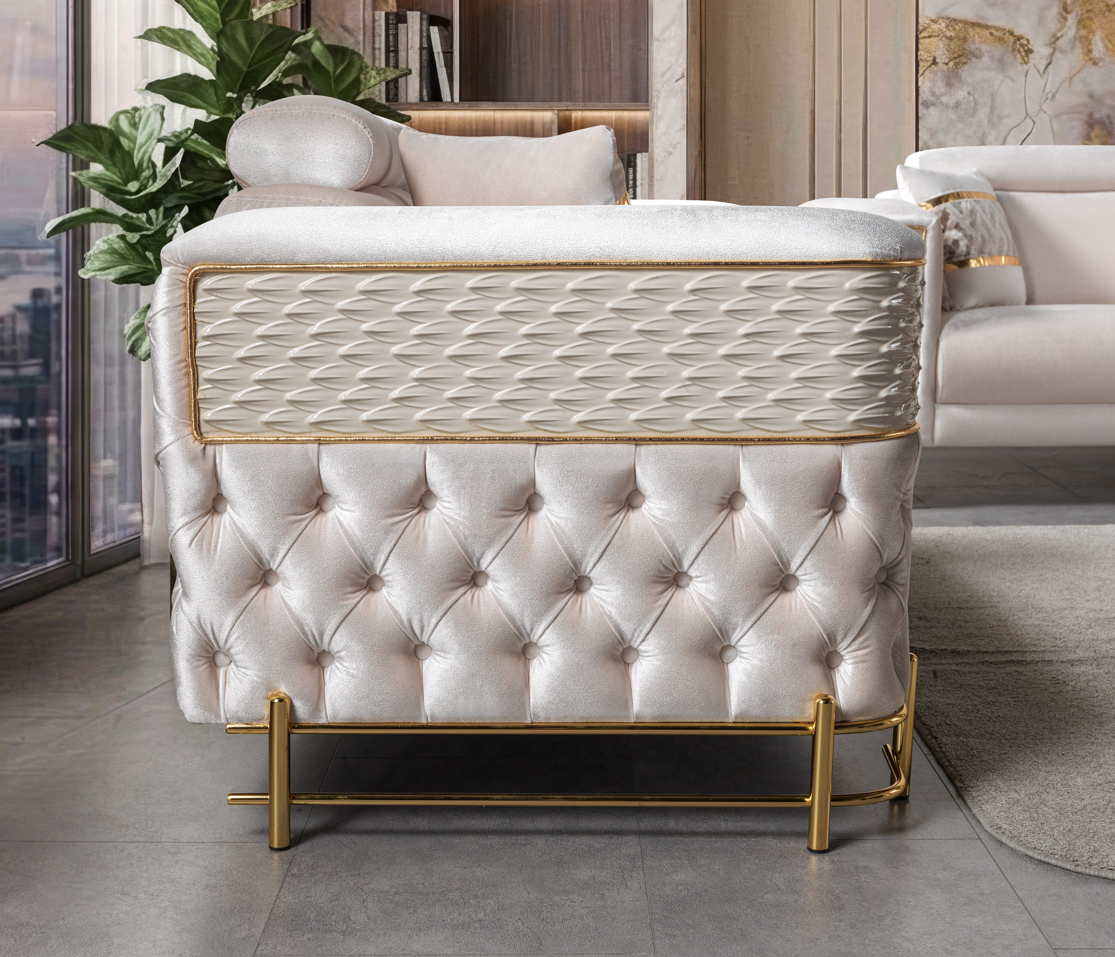 Fabiana Ivory Velvet Loveseat, view 8