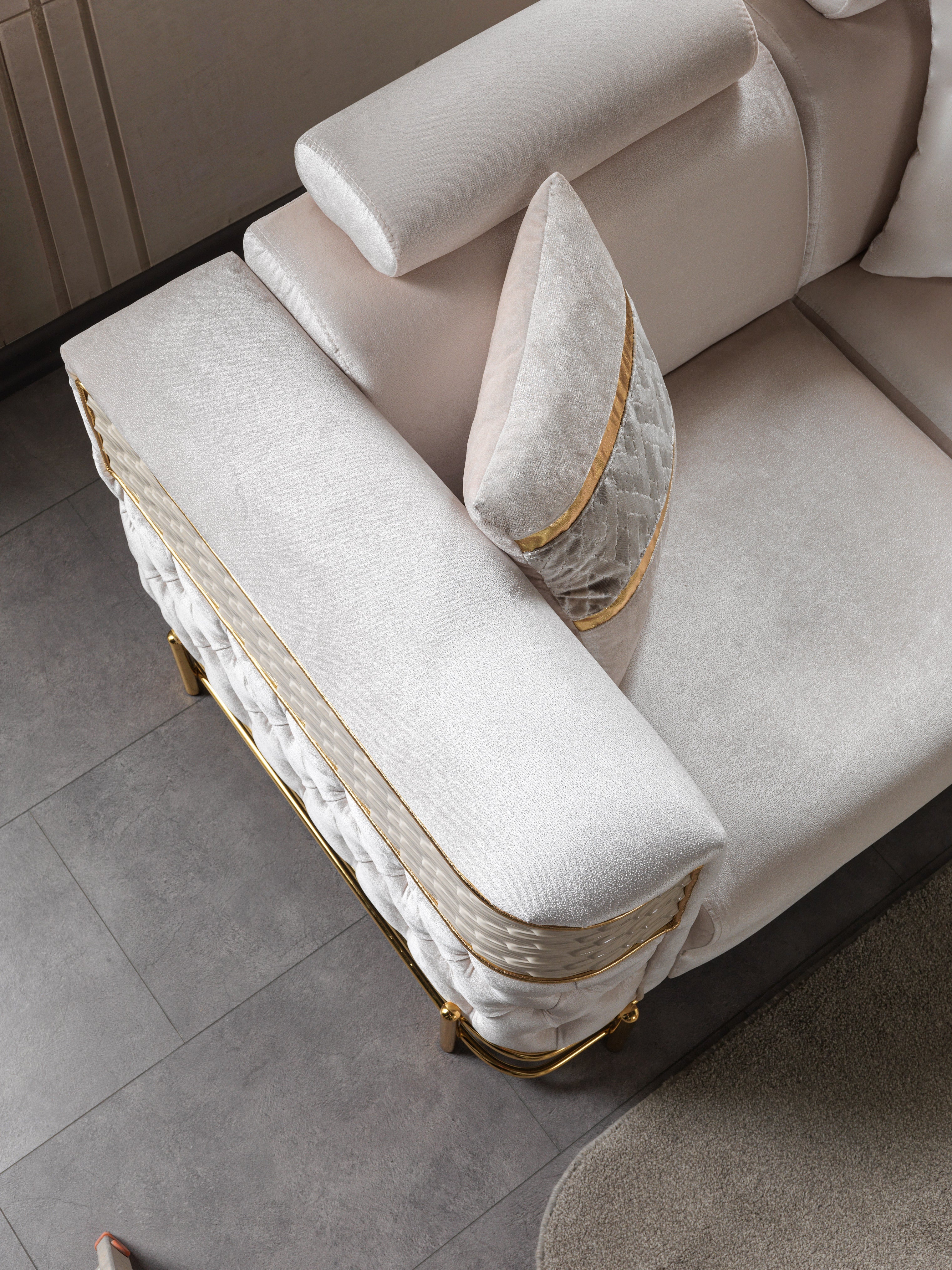 Fabiana Ivory Velvet Loveseat, view 9