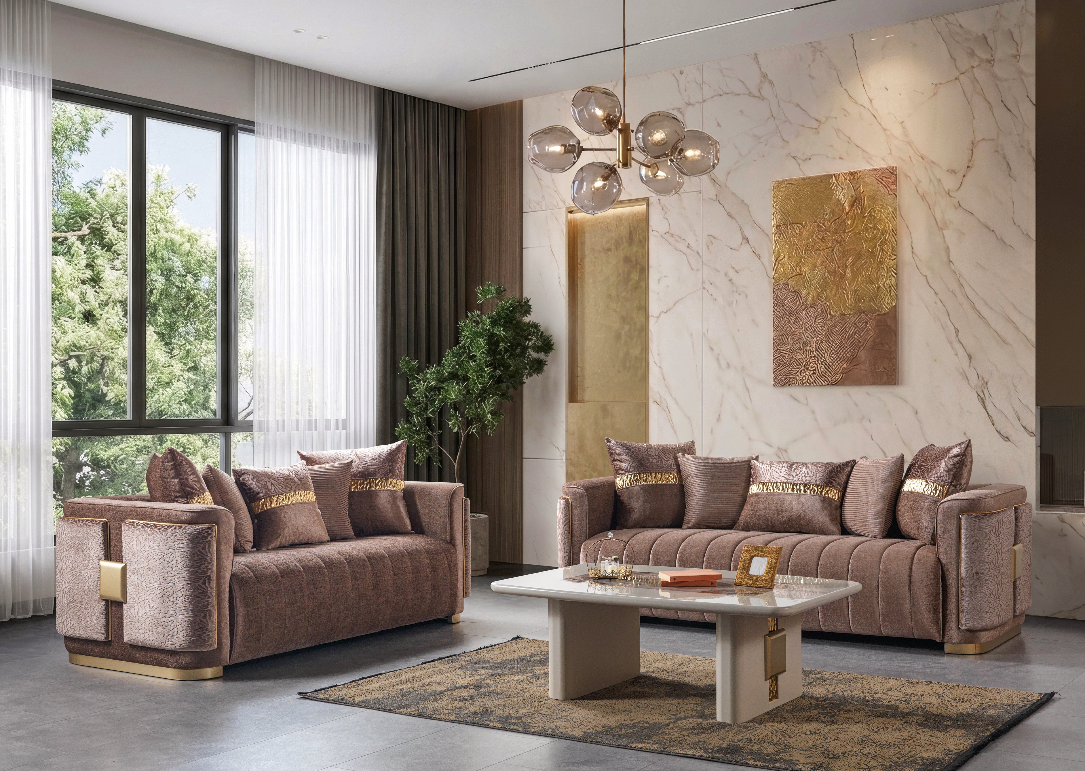 Carlina Coffee Velvet Sofa, view 4