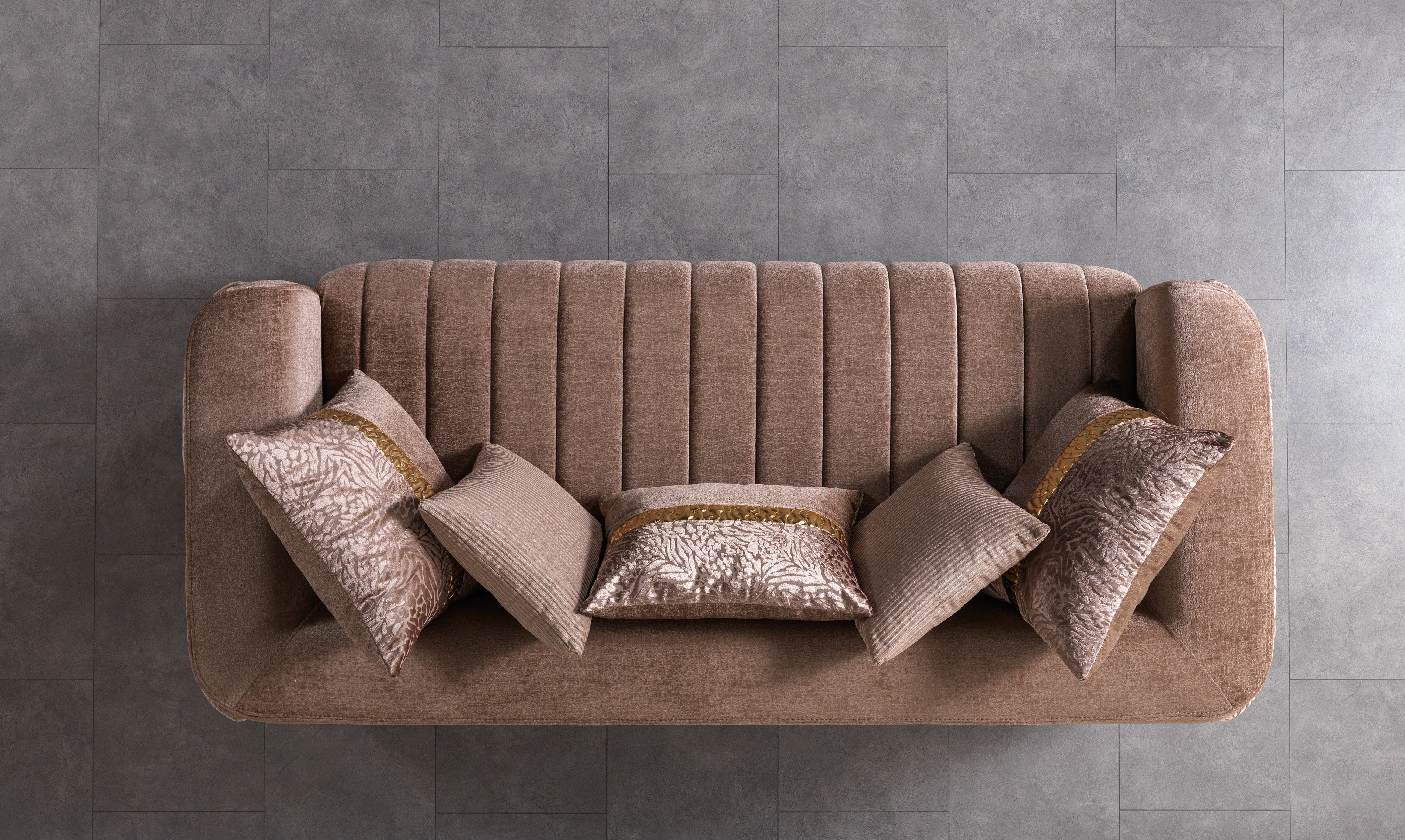 Carlina Coffee Velvet Sofa, view 3