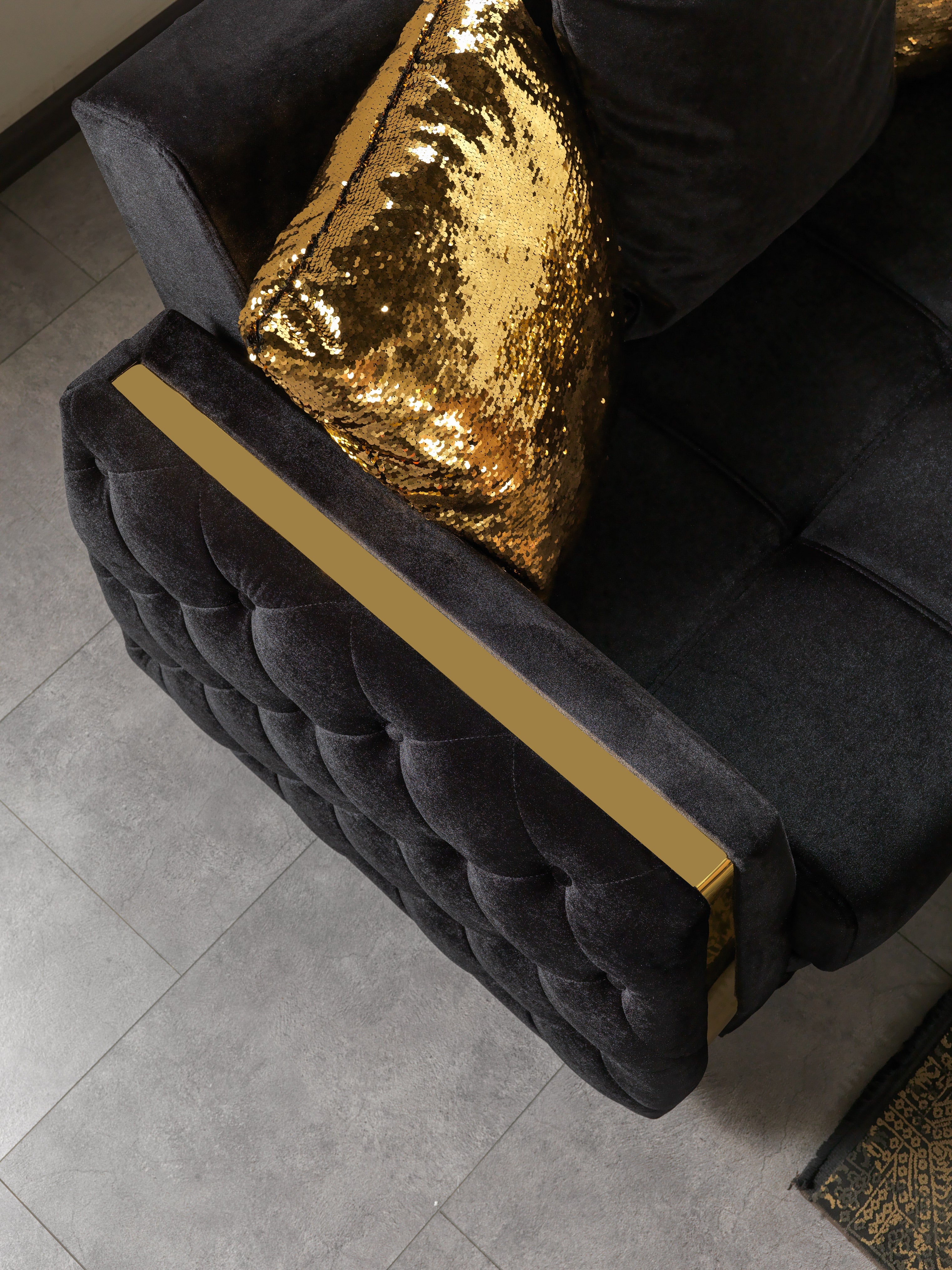 Florence Black Velvet Sofa Bed, view 5