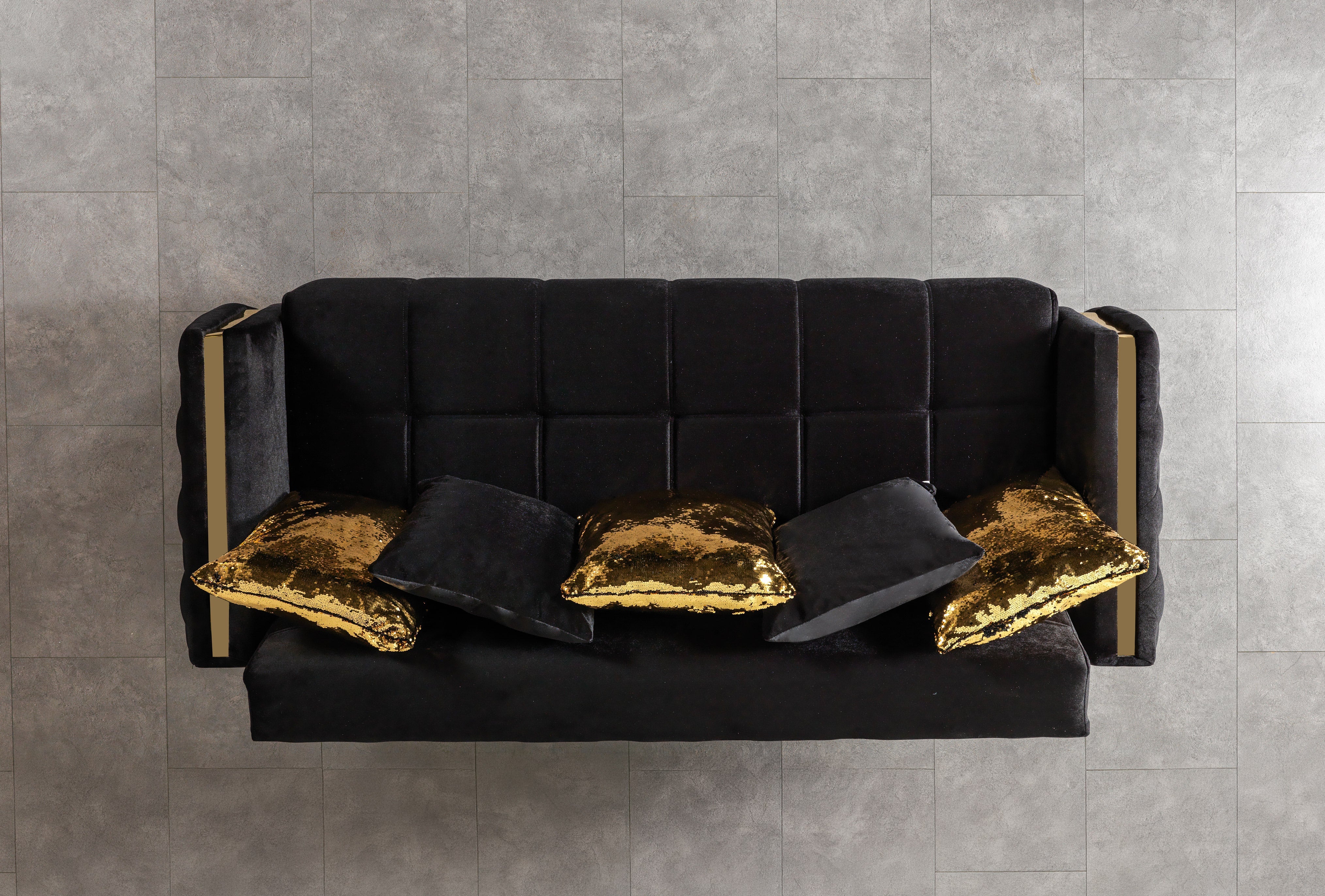 Florence Black Velvet Sofa Bed, view 7