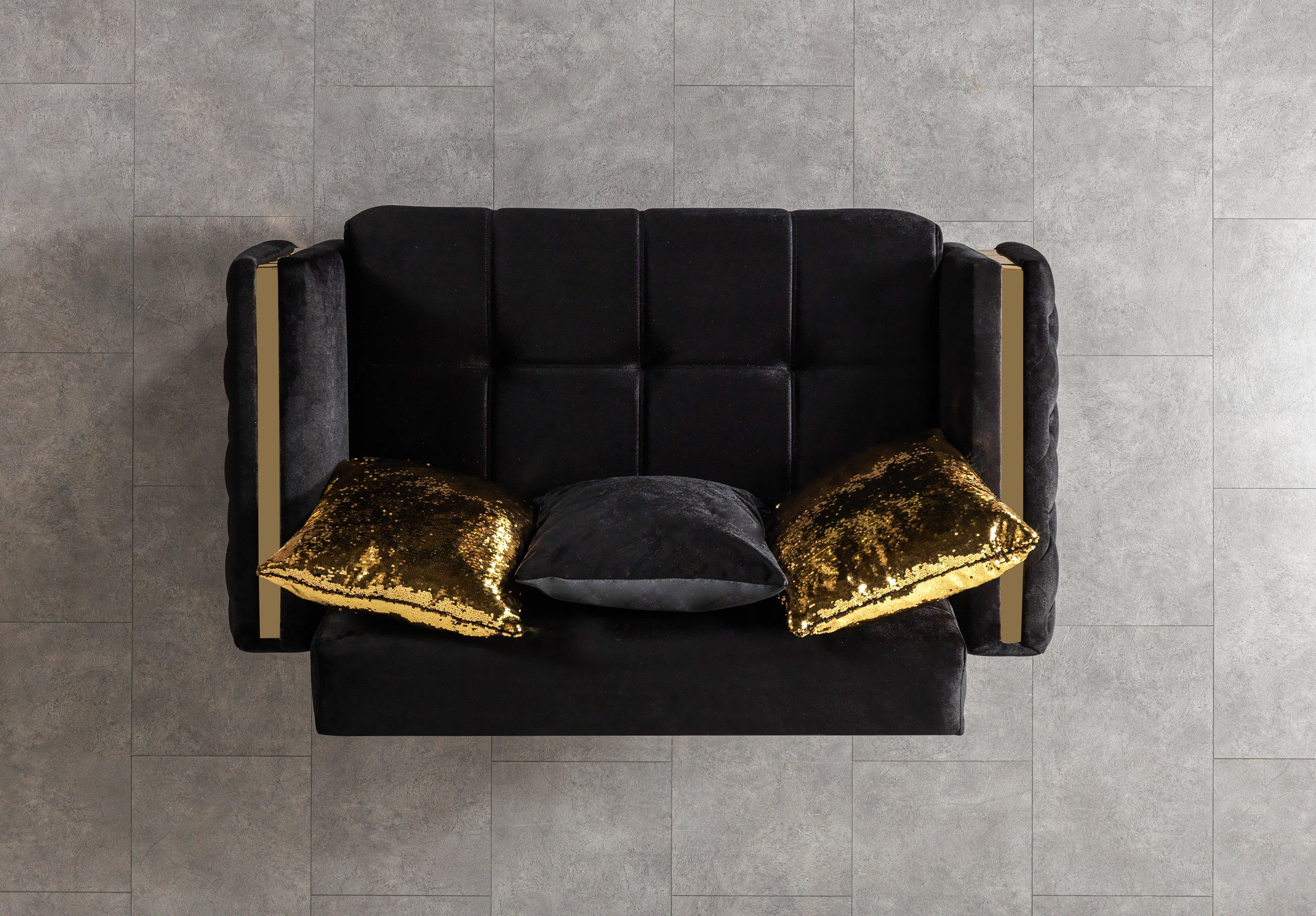 Florence Black Velvet Loveseat, view 6